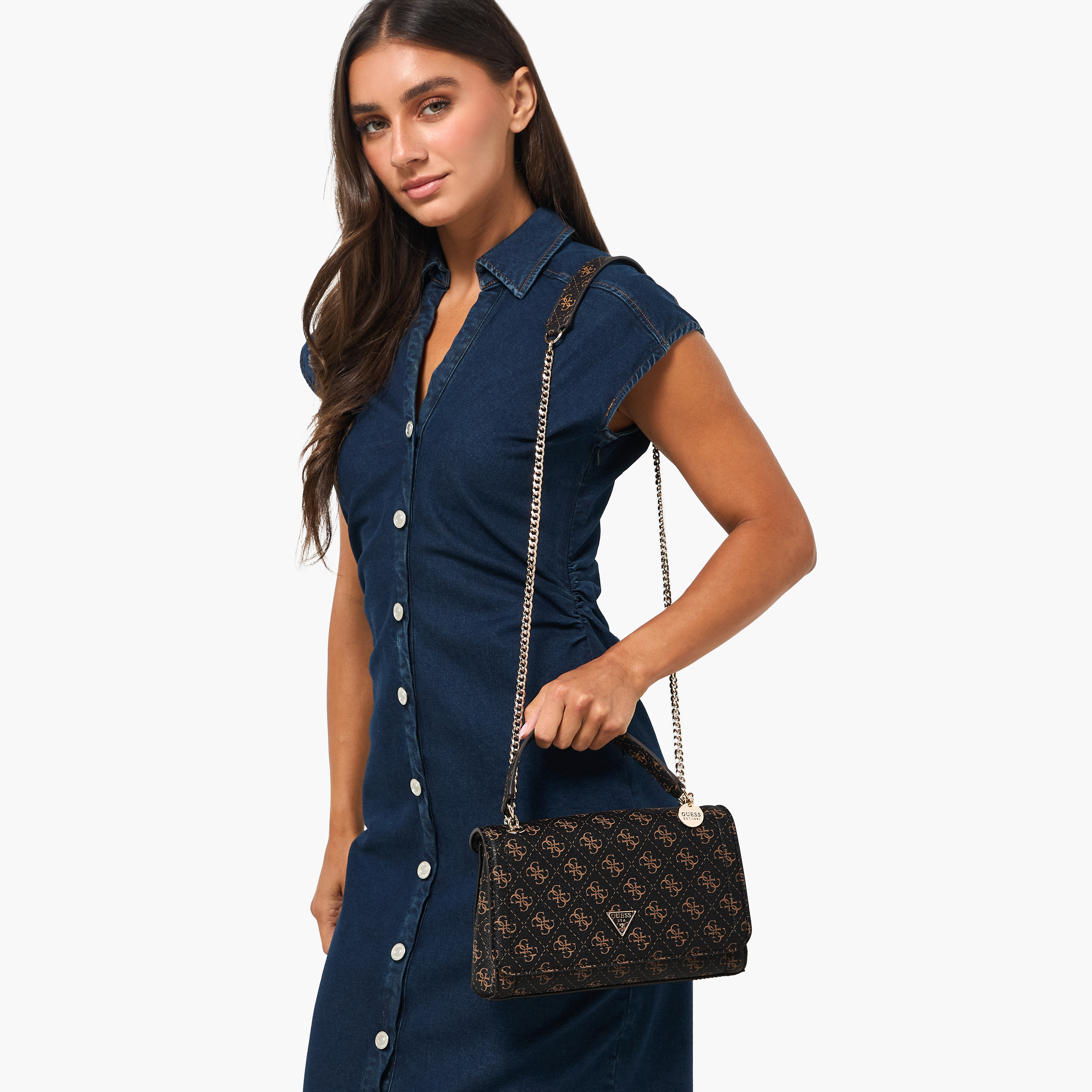 Guess Noelle II Printed Shoulder Bag with Chain Strap-women-bagsandwallets-handbags-image-8