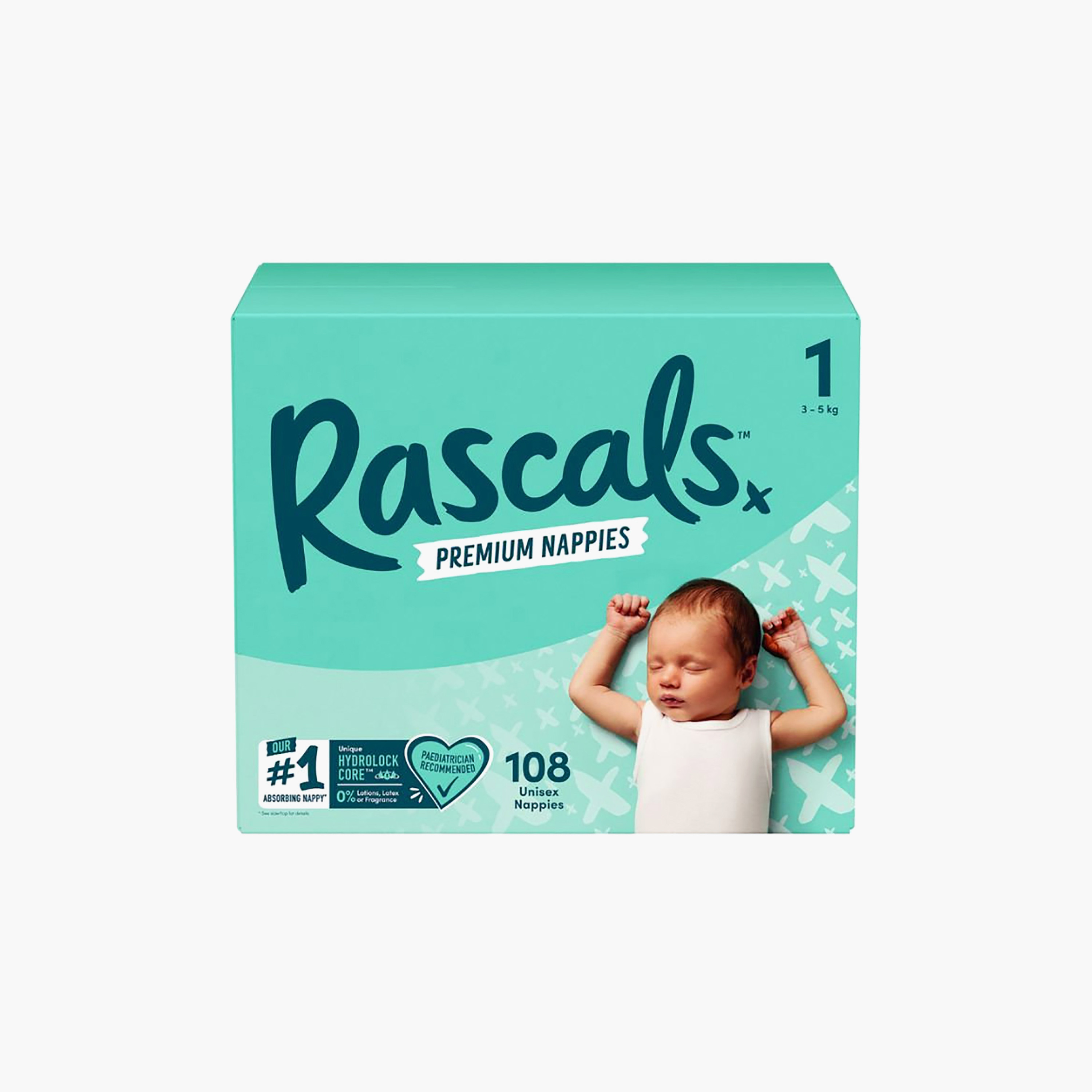 Rascal + Friends 108-Piece Premium Baby Diapers - Size 1 - 3-5 kg-baby-diapering-diapers-image-1