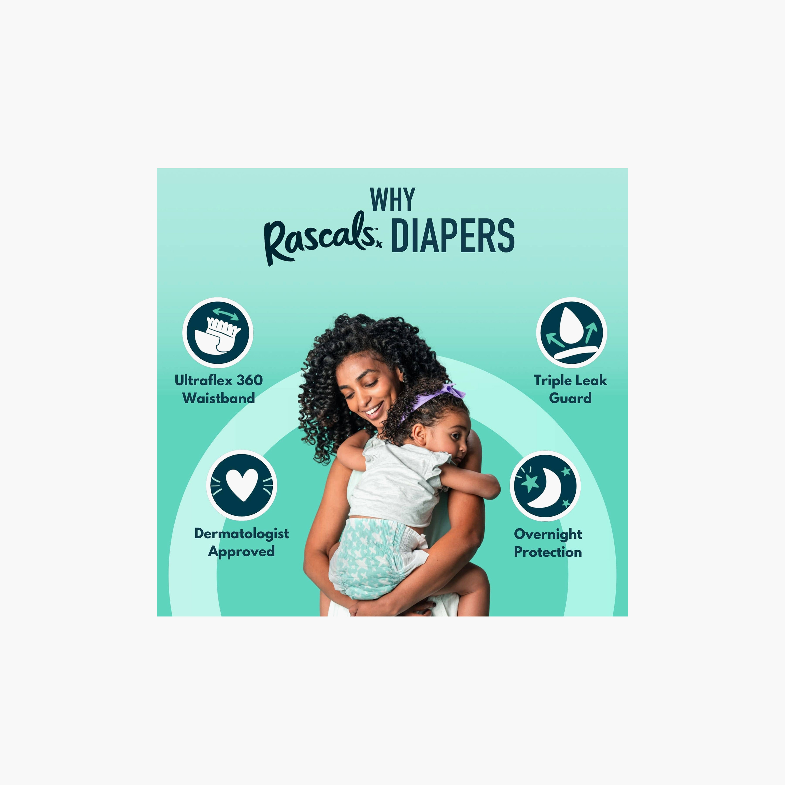 Rascal + Friends 108-Piece Premium Baby Diapers - Size 1 - 3-5 kg-baby-diapering-diapers-image-2