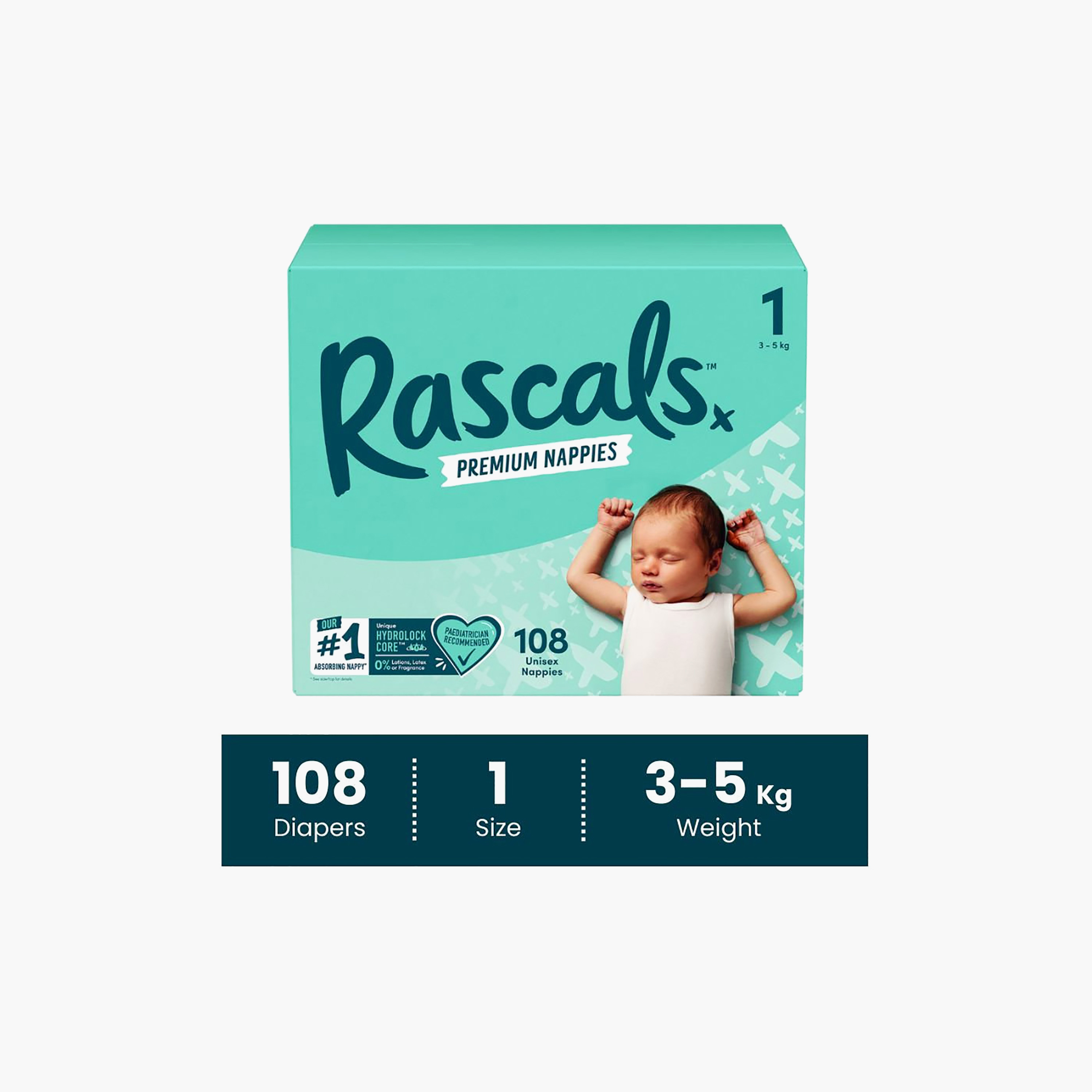 Rascal + Friends 108-Piece Premium Baby Diapers - Size 1 - 3-5 kg-baby-diapering-diapers-image-3