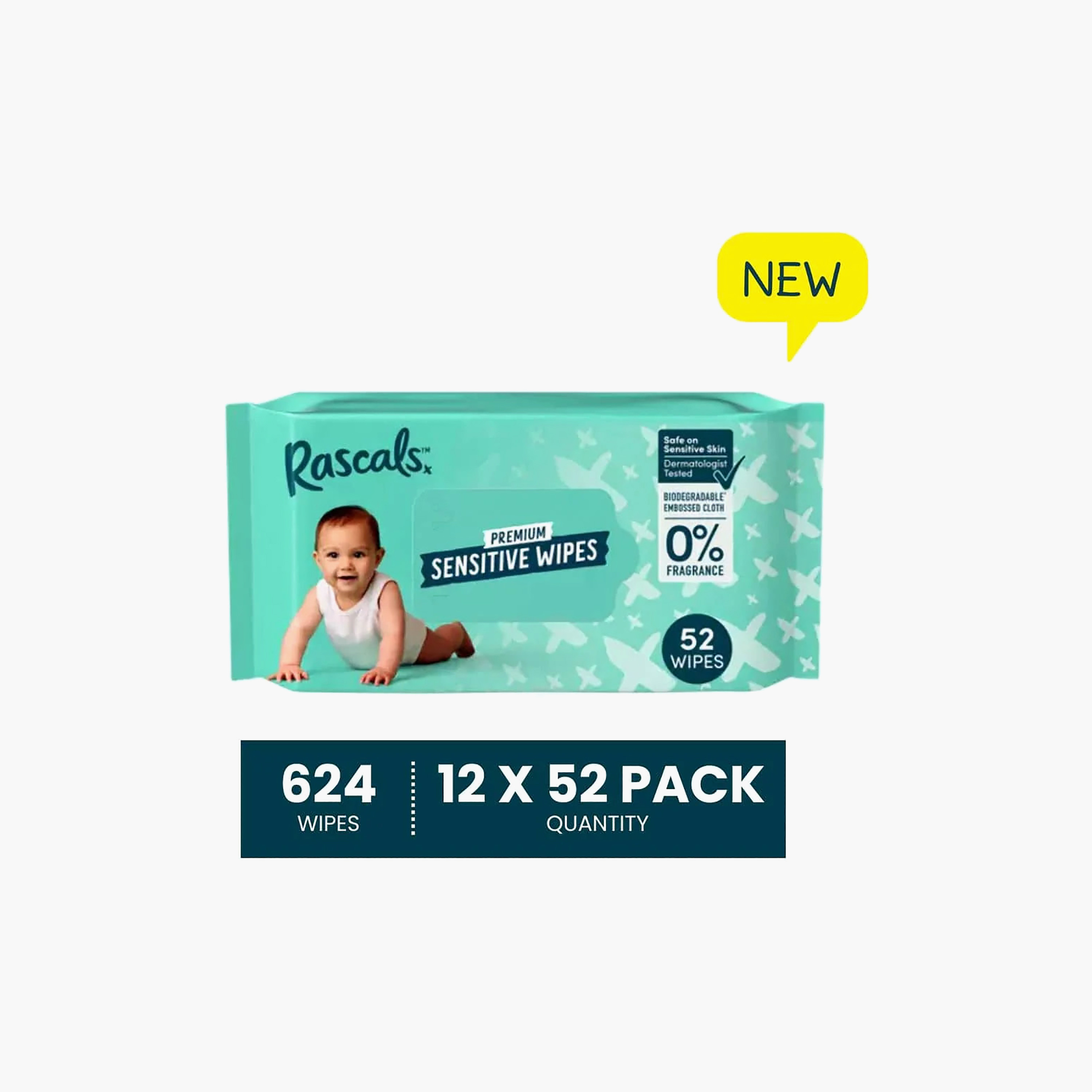 مناديل مبللة بريميوم للأطفال للبشرة الحساسة من راسكالس - عبوة من 12 × 52 منديل-baby-diapering-babywipes-image-5