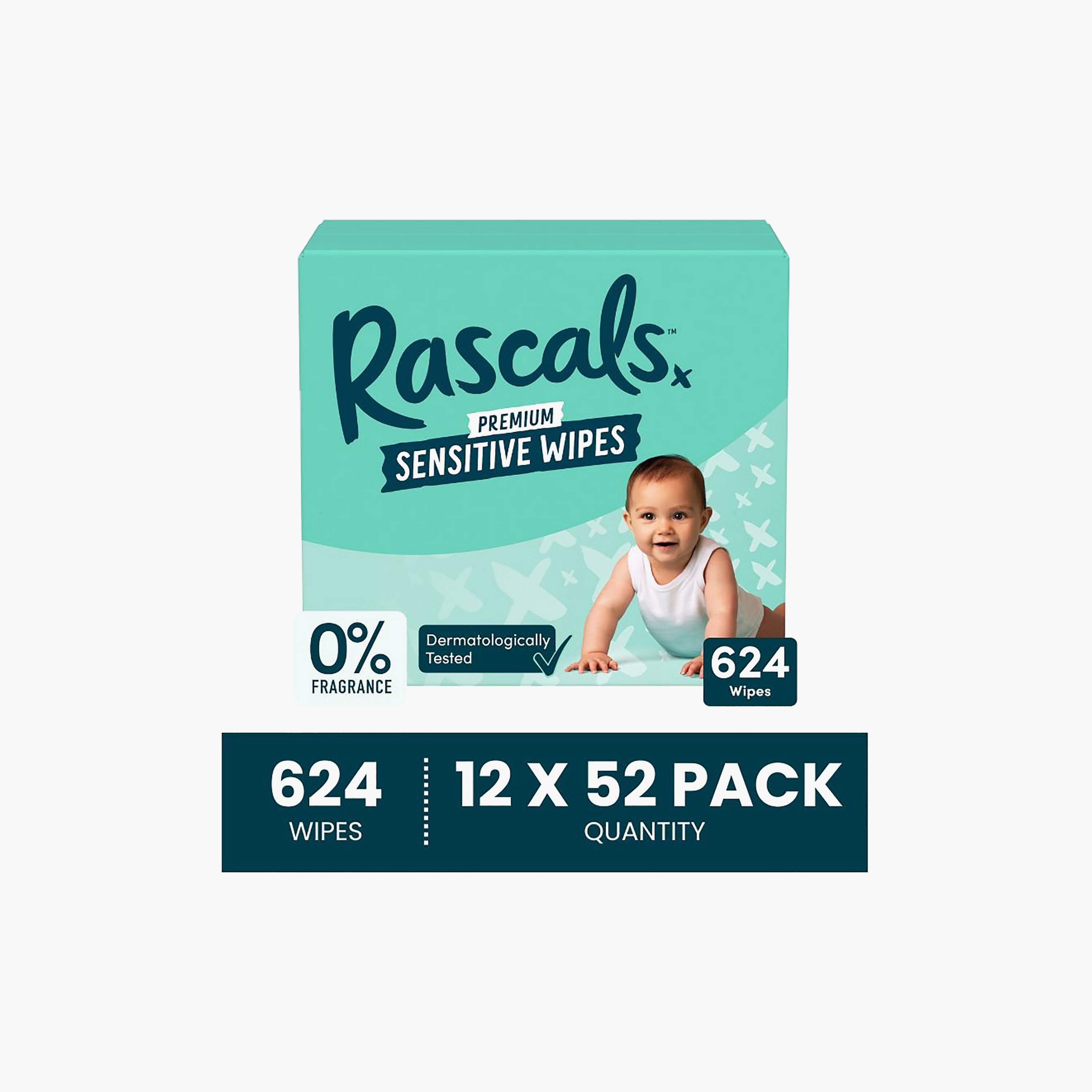 مناديل مبللة بريميوم للأطفال للبشرة الحساسة من راسكالس - عبوة من 12 × 52 منديل-baby-diapering-babywipes-image-2