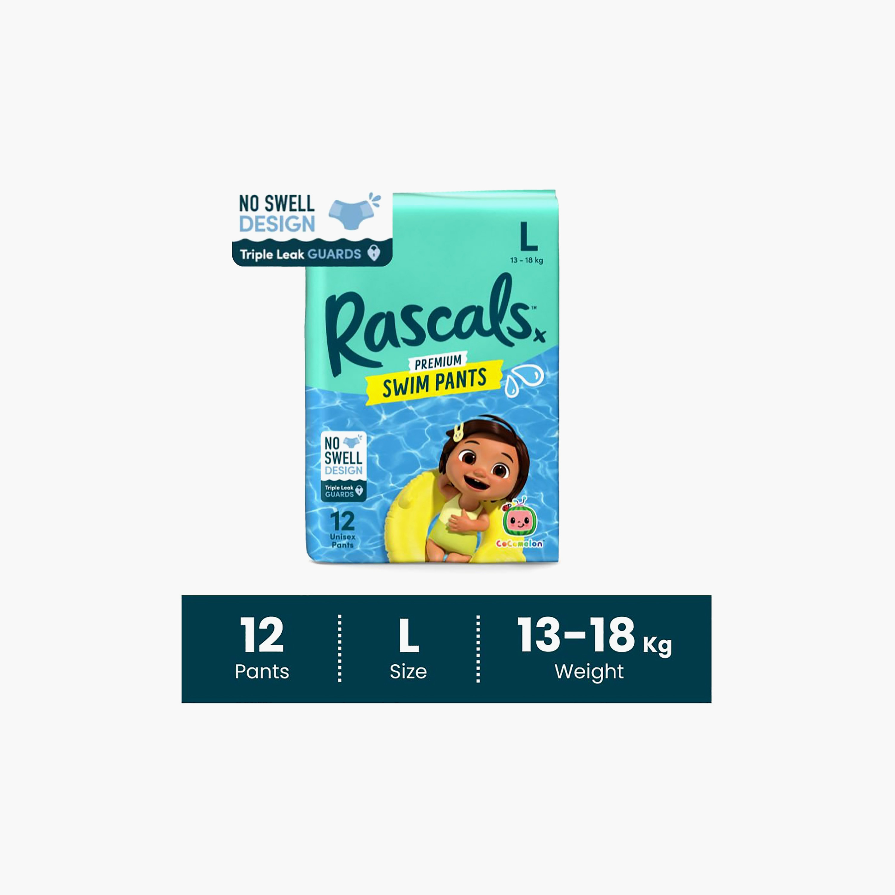 Rascal + Friends 12-Piece Premium Cocomelon Edition Swim Pants - Large-baby-diapering-diapers-image-5