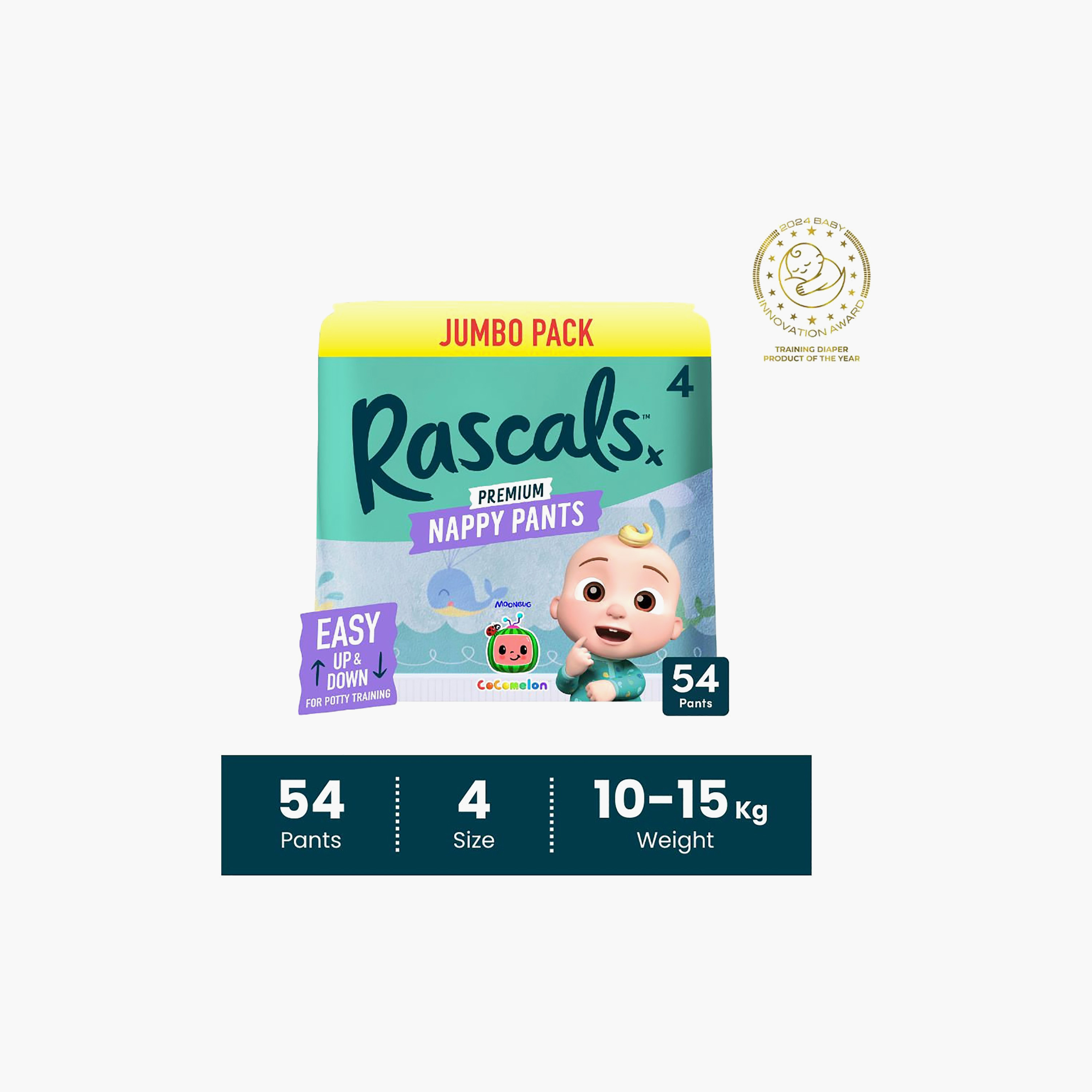 Rascal + Friends 54-Piece Cocomelon Edition Training Nappy Pants - Size 4 - 10-15 kg-baby-diapering-diapers-image-5