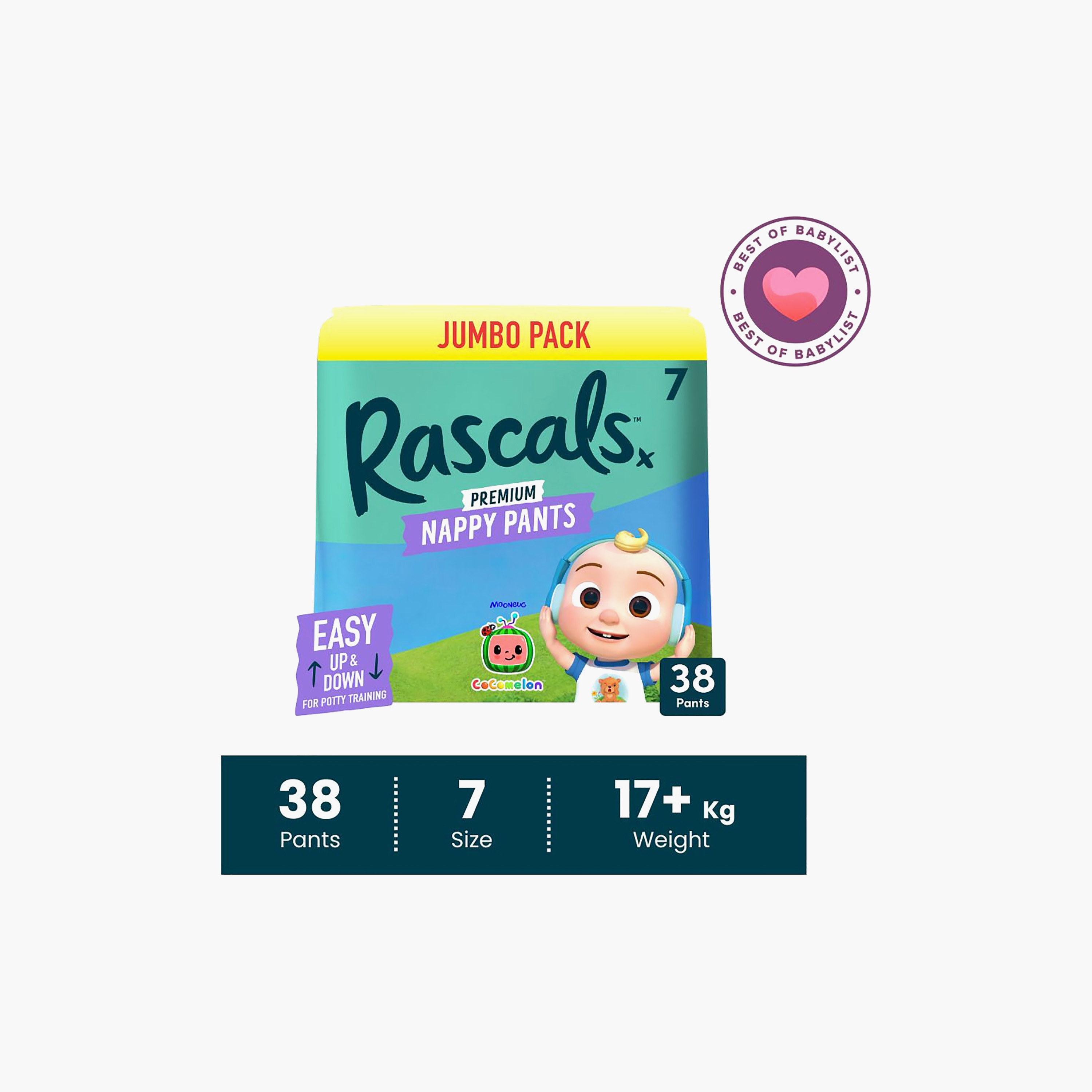 Rascal + Friends 38-Piece Cocomelon Edition Training Nappy Pants - Size 7 - 17+ kg-baby-diapering-diapers-image-5