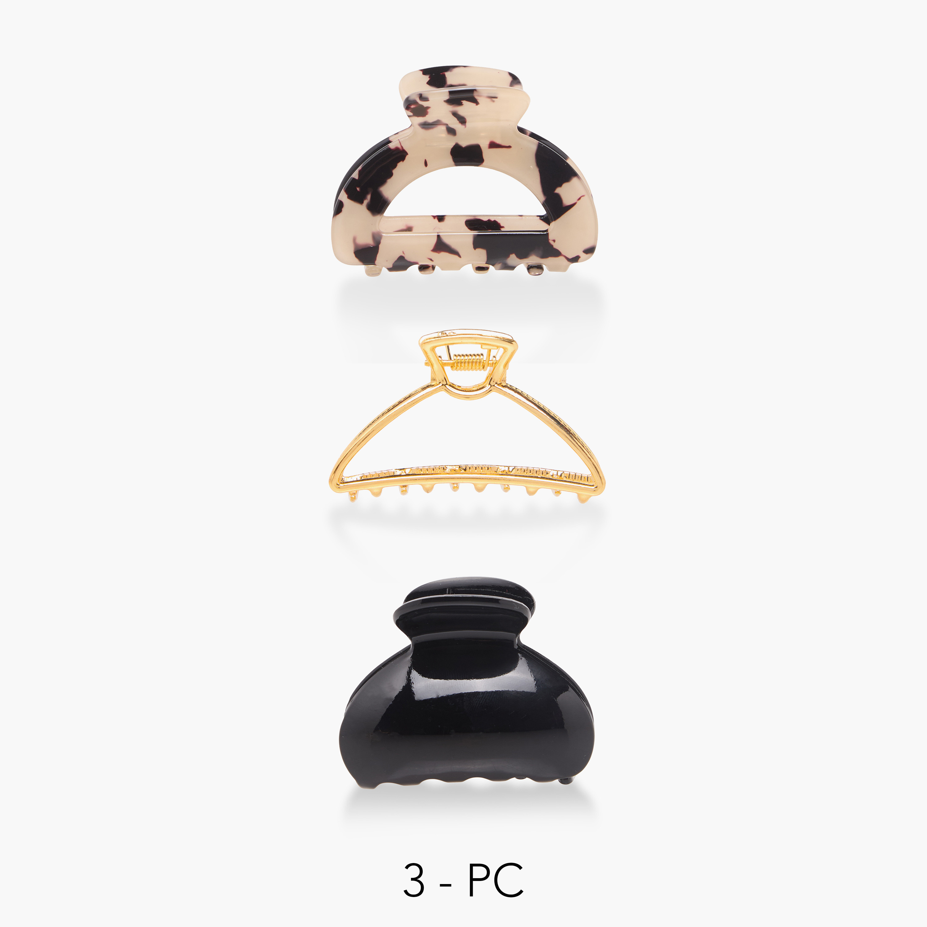 Pack of 3 Curved Hair Clamps with Assorted Print-women-hairaccessories-clamps-image-1