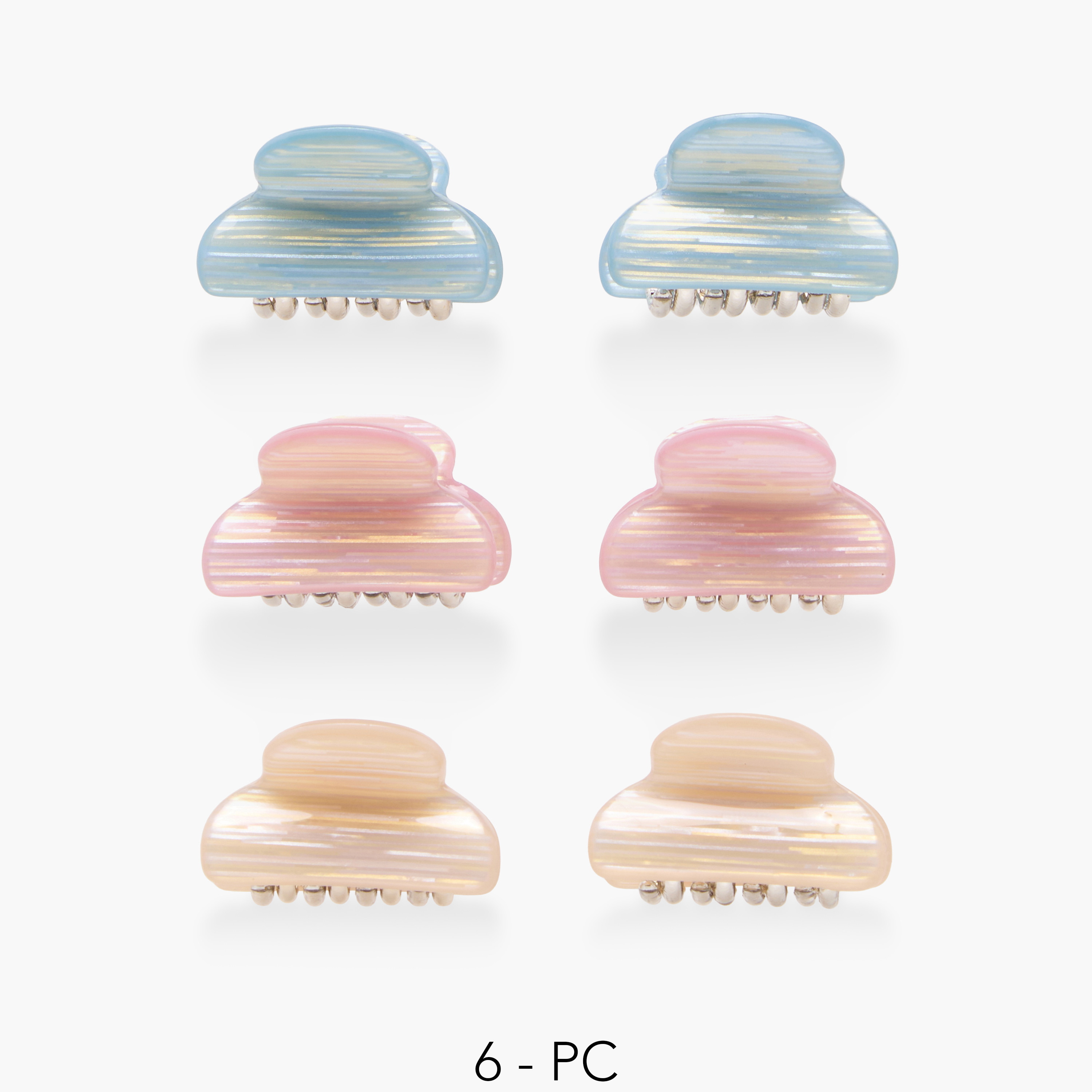 Pack of 6 Curved Hair Clamps with Marble Print-women-hairaccessories-clamps-image-1