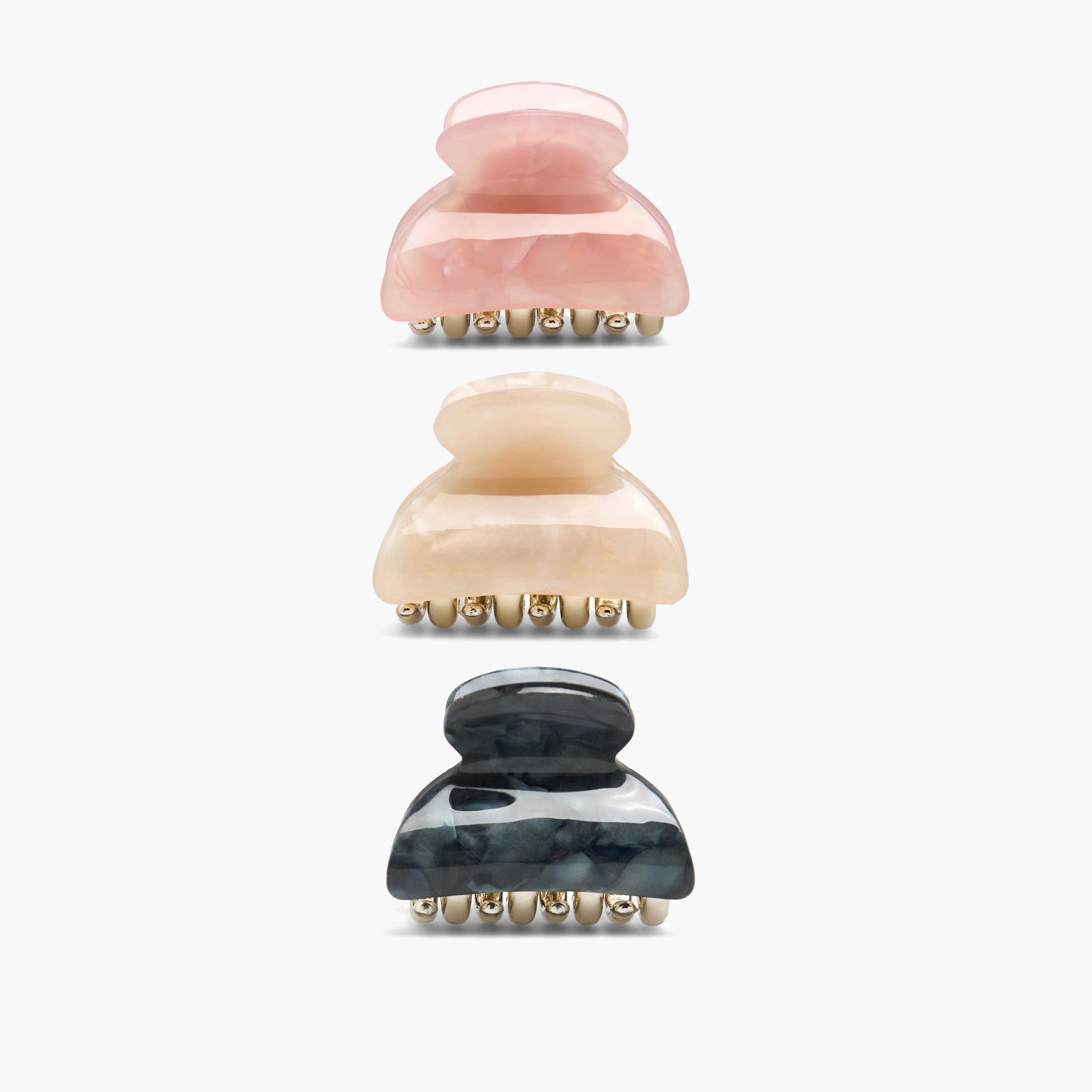Pack of 3 Curved Hair Clamps with Marble Design-women-hairaccessories-clamps-image-1