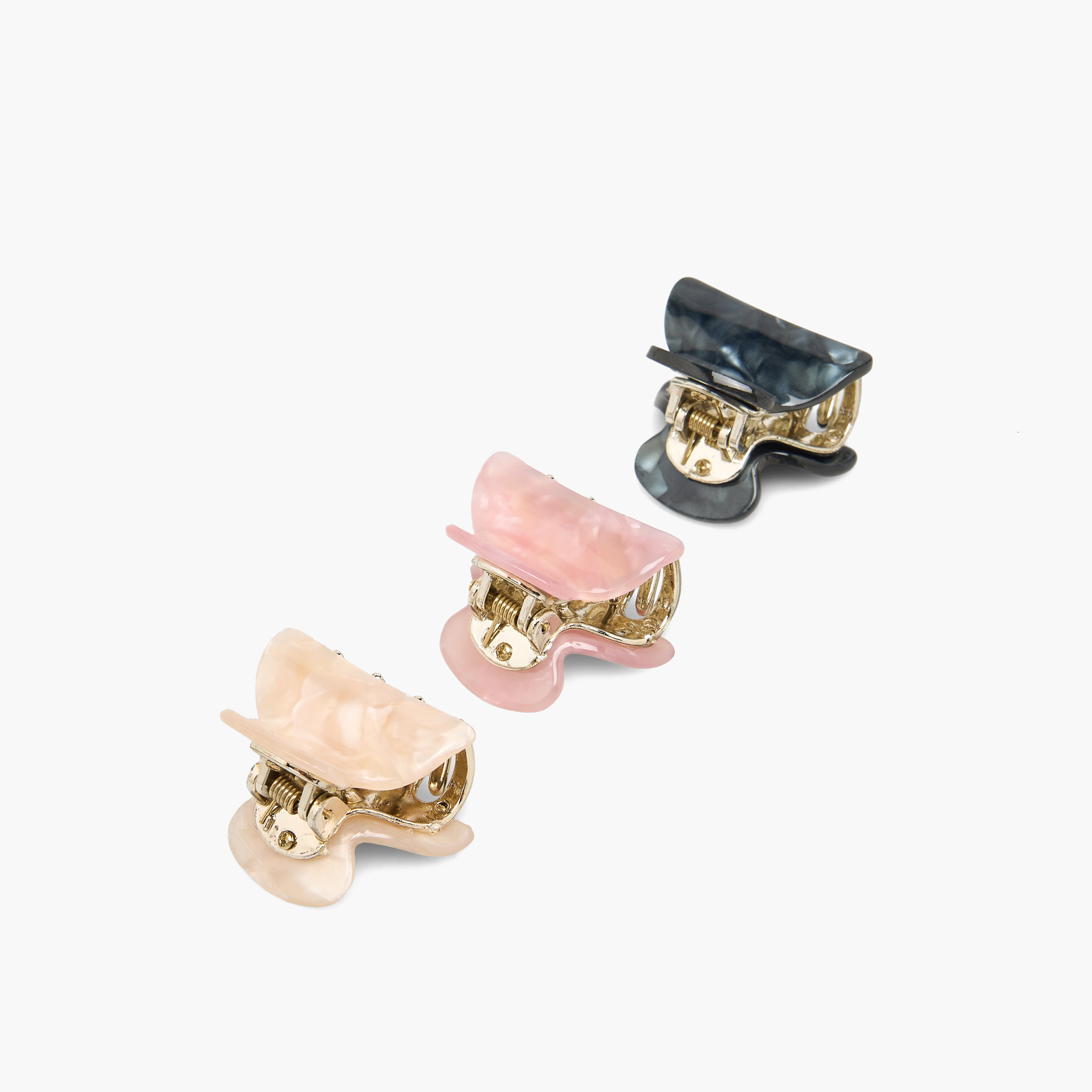 Pack of 3 Curved Hair Clamps with Marble Design-women-hairaccessories-clamps-image-5