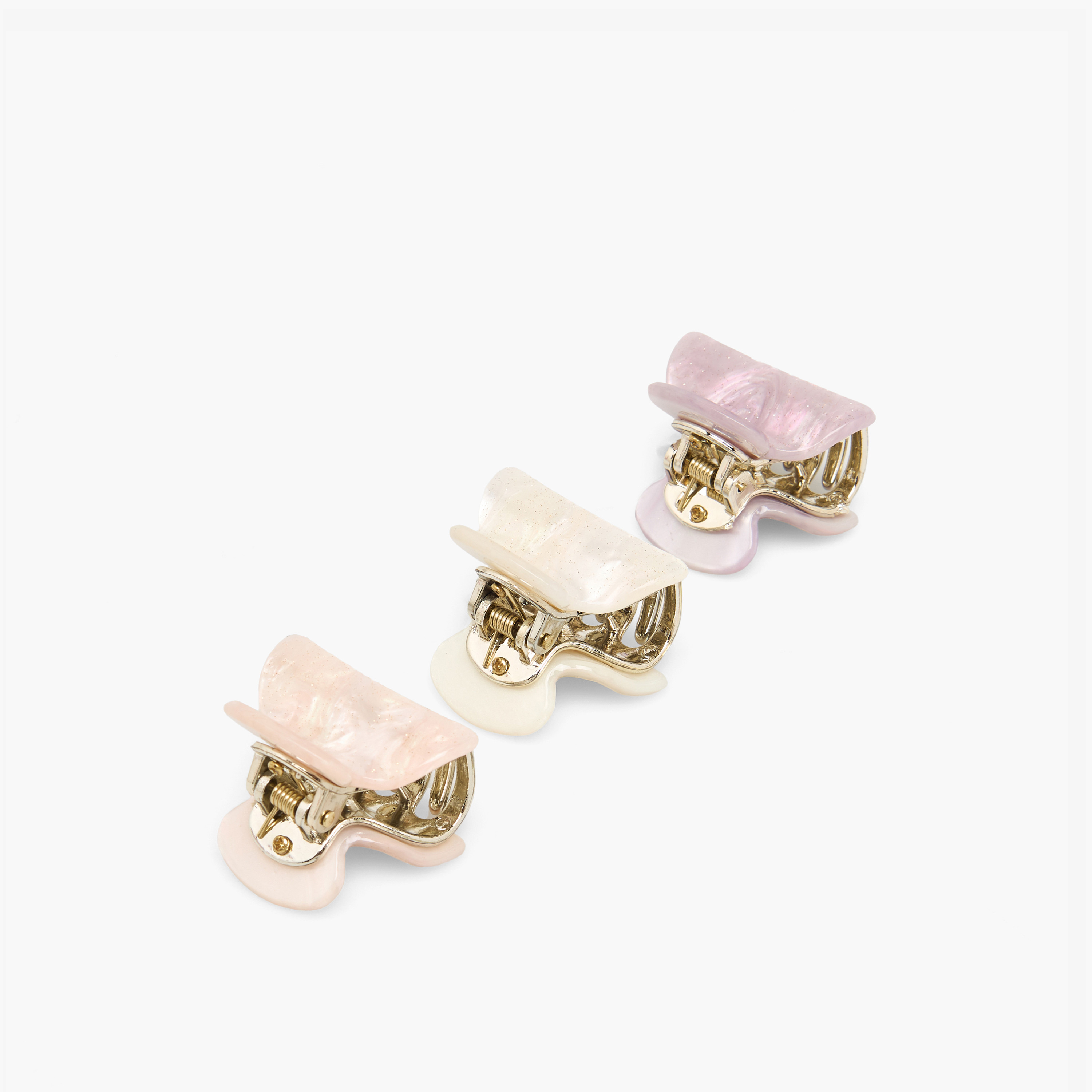 Pack of 3 Curved Hair Clamps with Marble Design-women-hairaccessories-clamps-image-4
