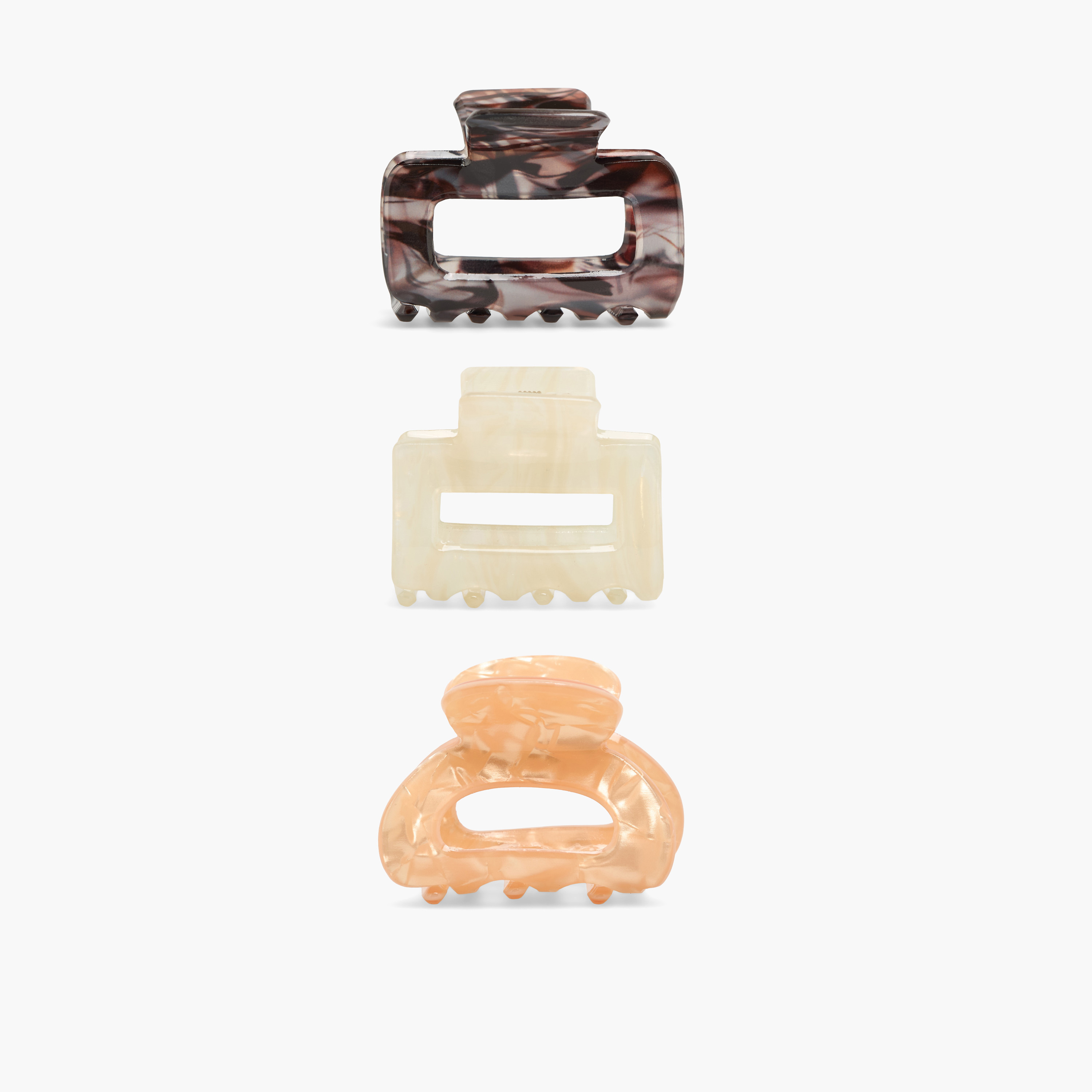 Pack of 3 Rectangular Hair Clamps with Marble Design-women-hairaccessories-clamps-image-1
