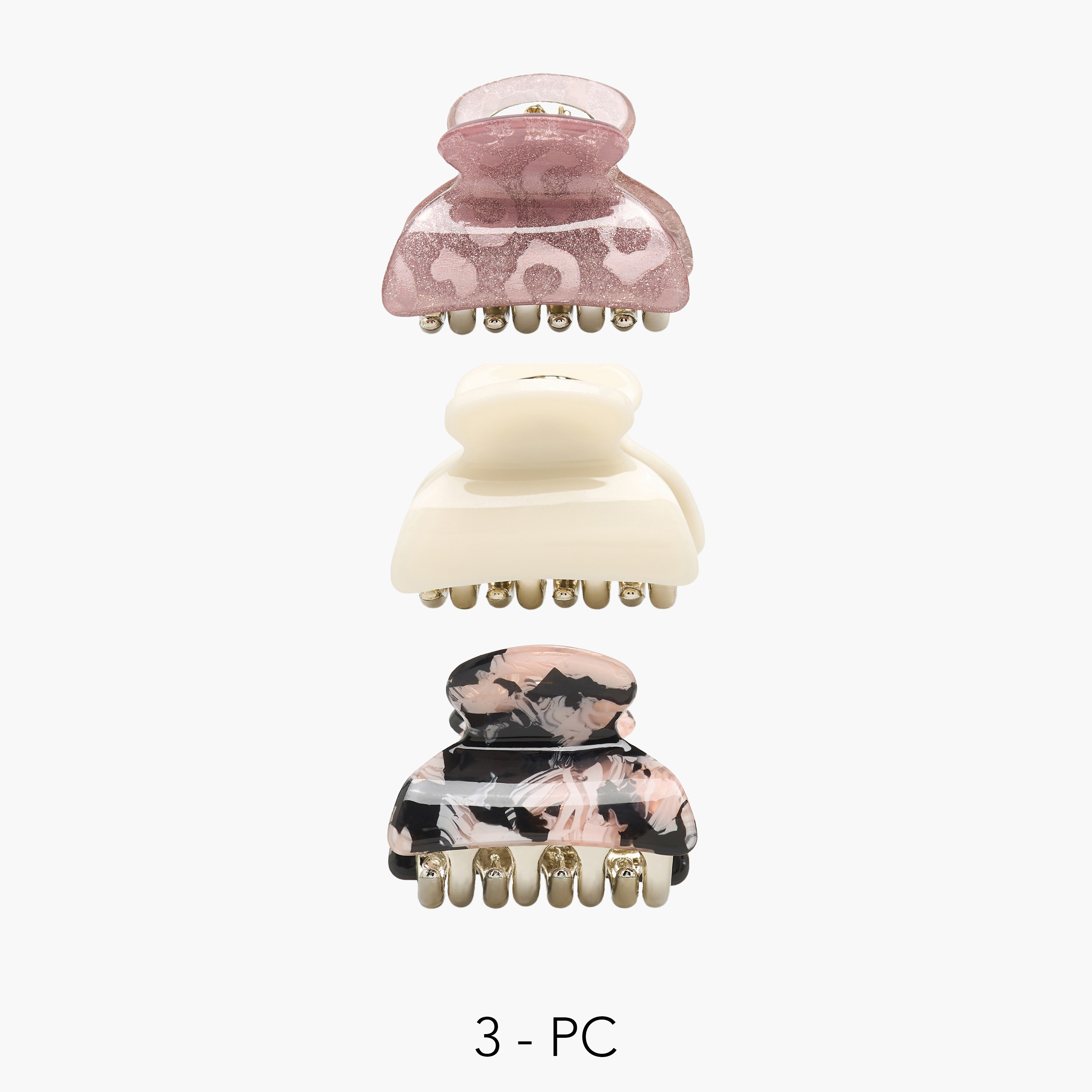 Pack of 3 Curved Hair Clamps with Assorted Design-women-hairaccessories-clamps-image-1