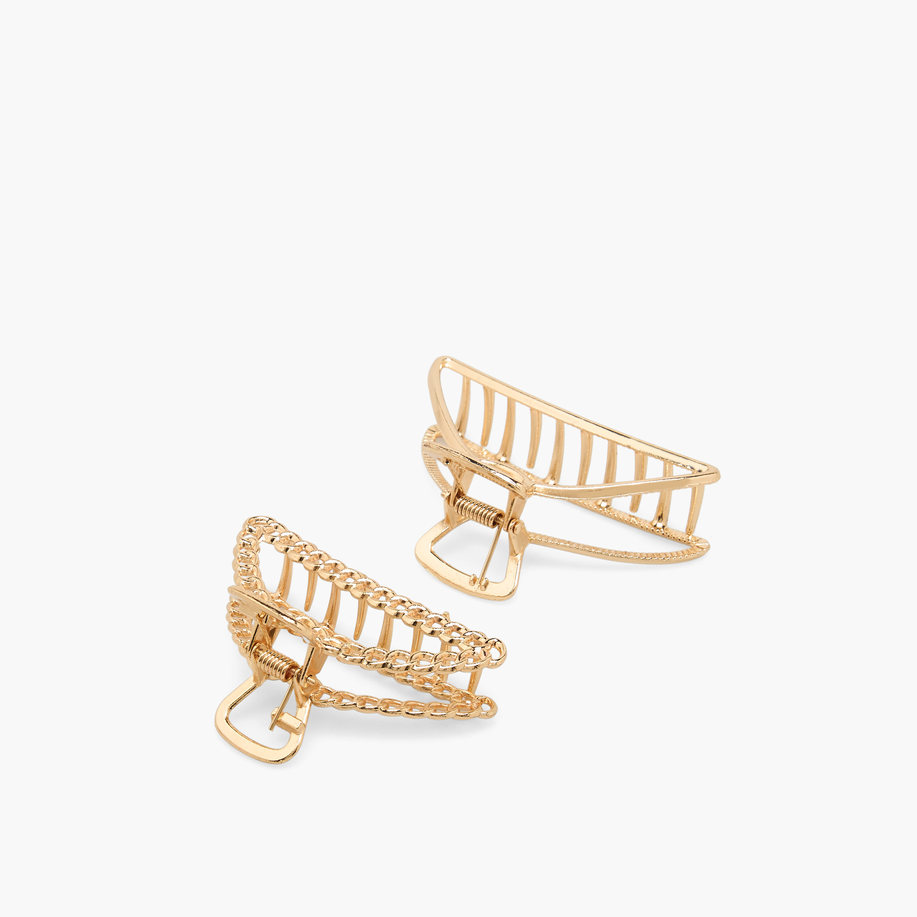 Pack of 2 Curved Hair Clamps with Metallic Design-women-hairaccessories-clamps-image-4