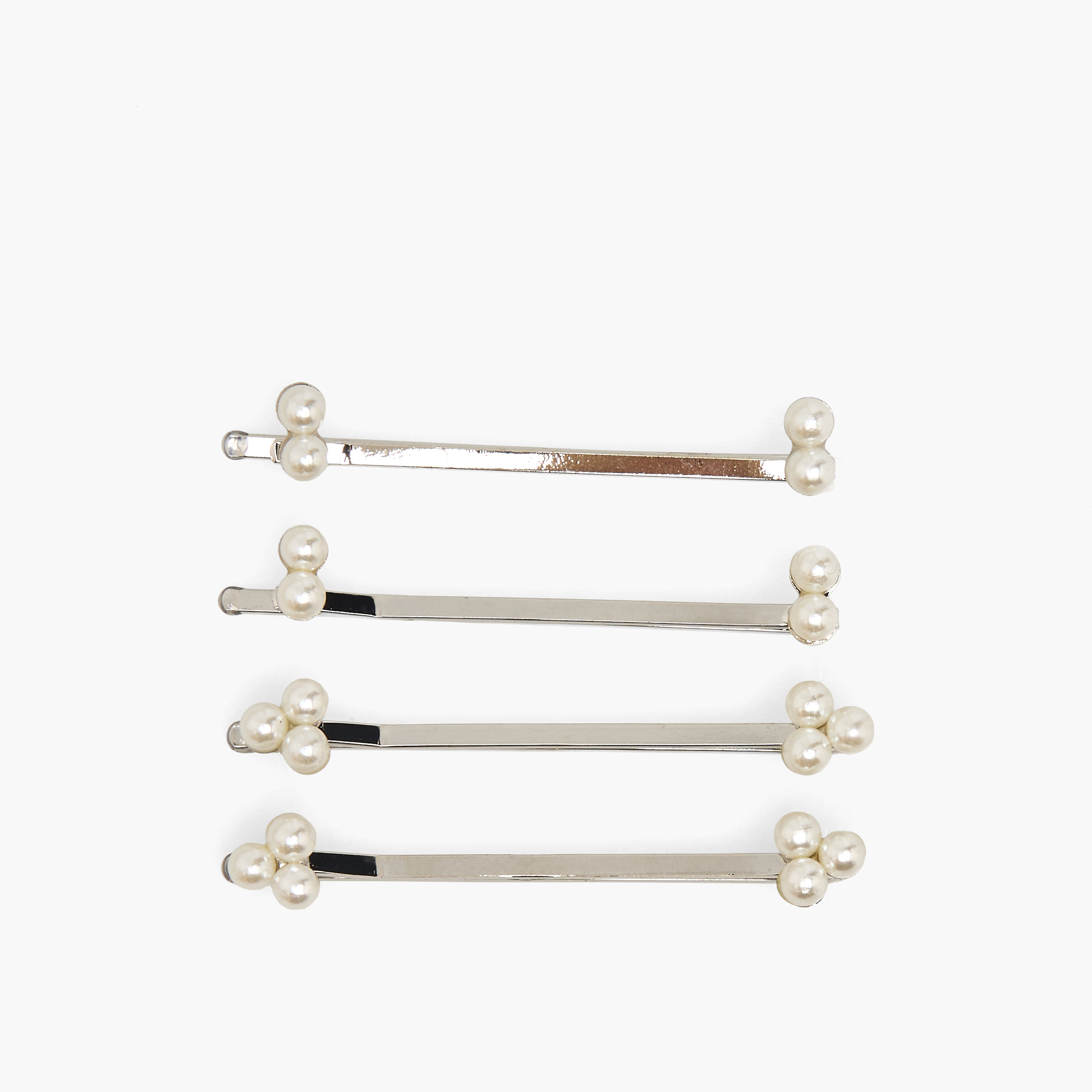 دبابيس شعر بتزيينات لؤلؤ - 4 قطع-women-hairaccessories-clips-image-1