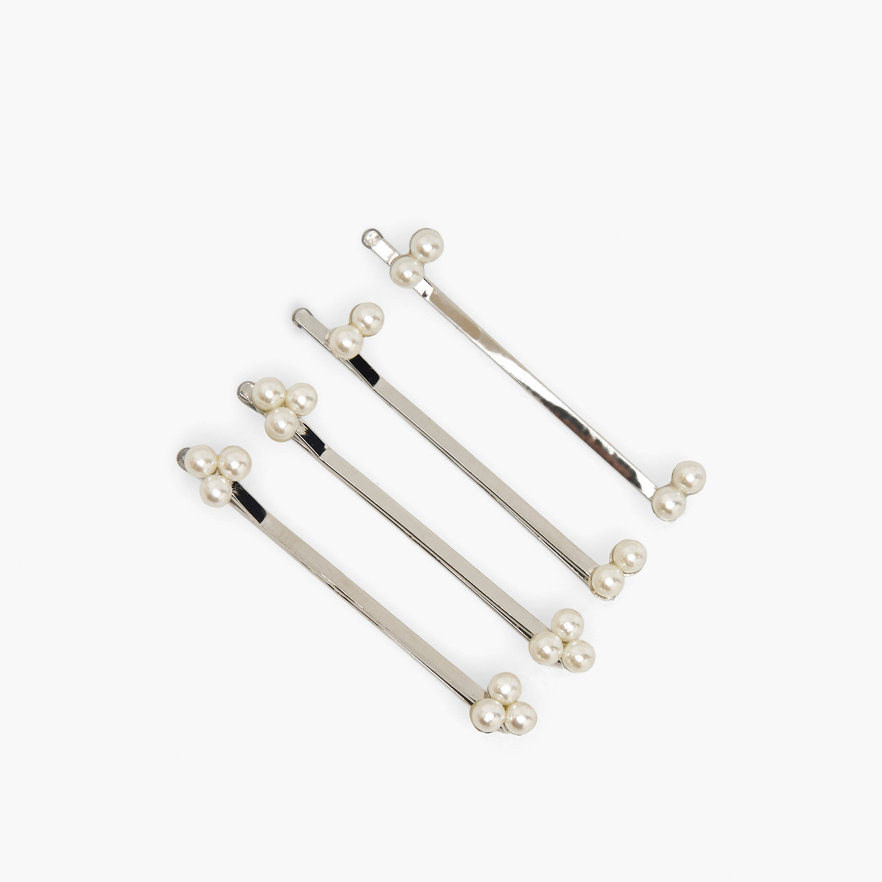 دبابيس شعر بتزيينات لؤلؤ - 4 قطع-women-hairaccessories-clips-image-2