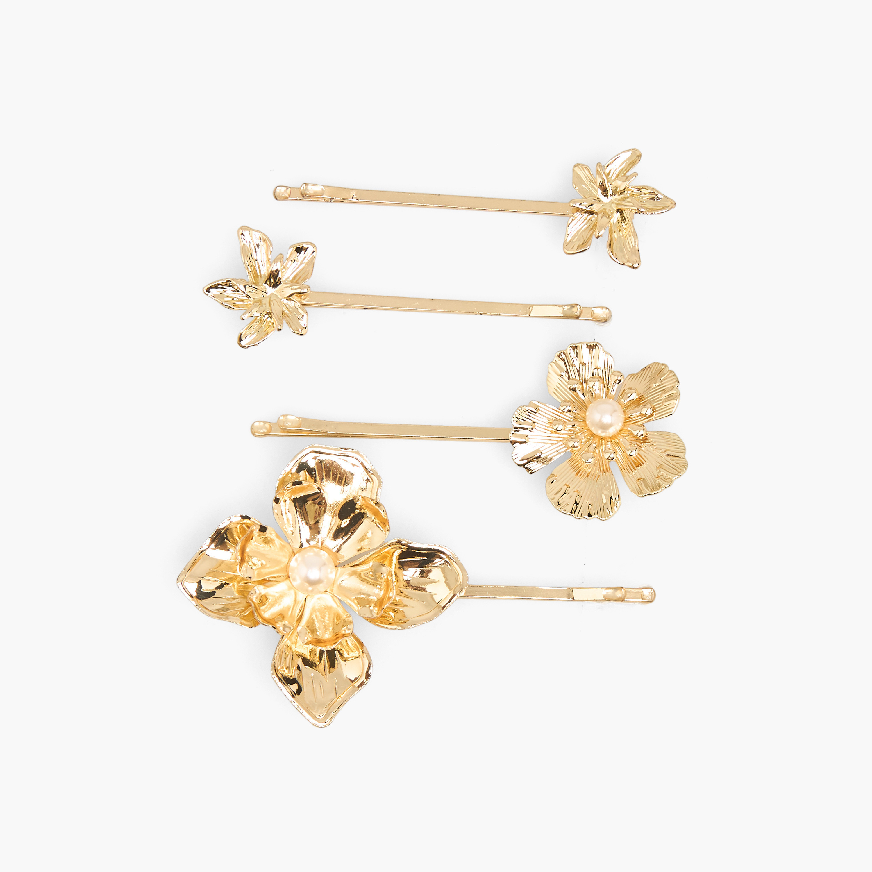 دبابيس شعر بتصميم زهري - 4 قطع-women-hairaccessories-clips-image-1