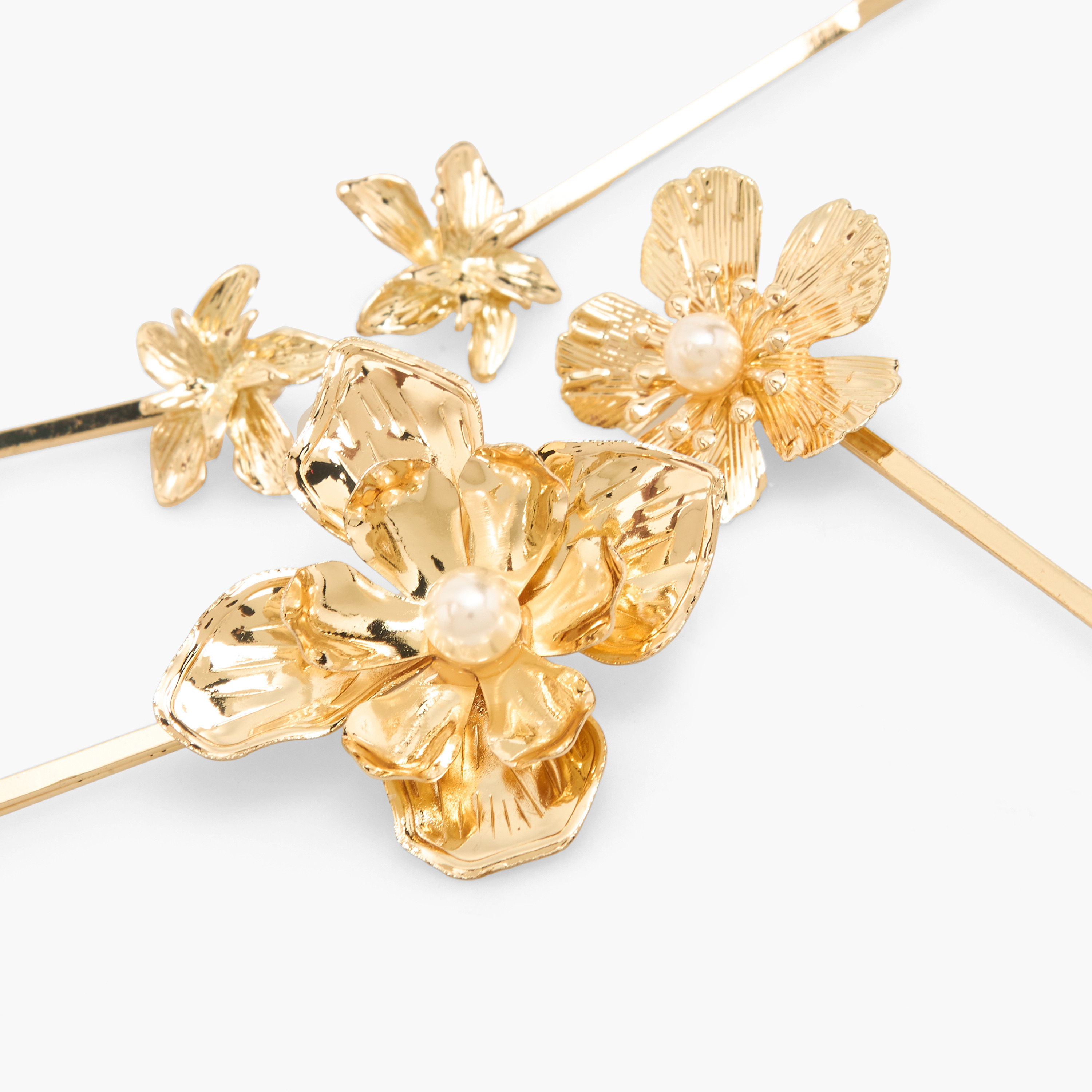 دبابيس شعر بتصميم زهري - 4 قطع-women-hairaccessories-clips-image-4