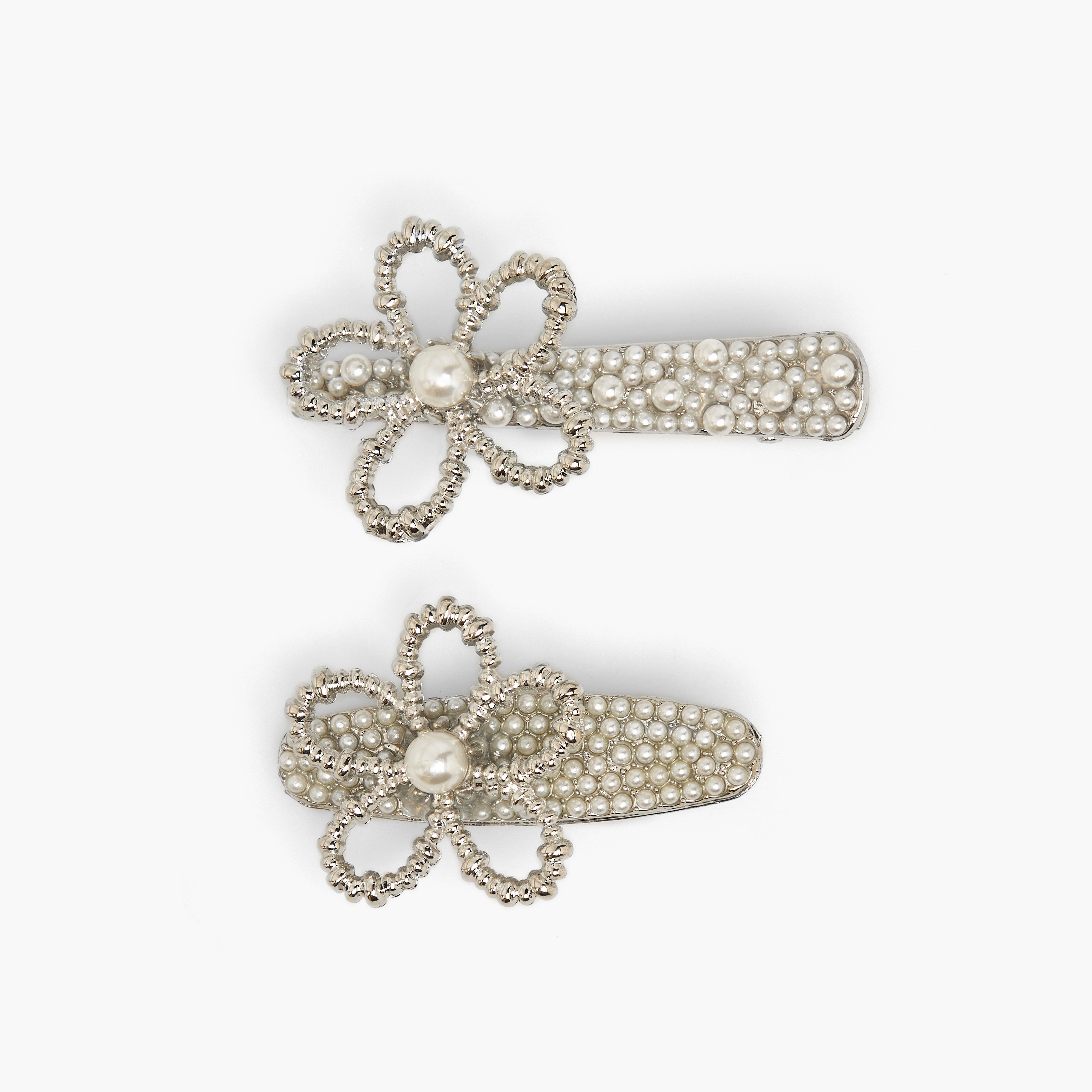 Pack of 2 Pearl Hair Clips with Embellishments-women-hairaccessories-clips-image-1
