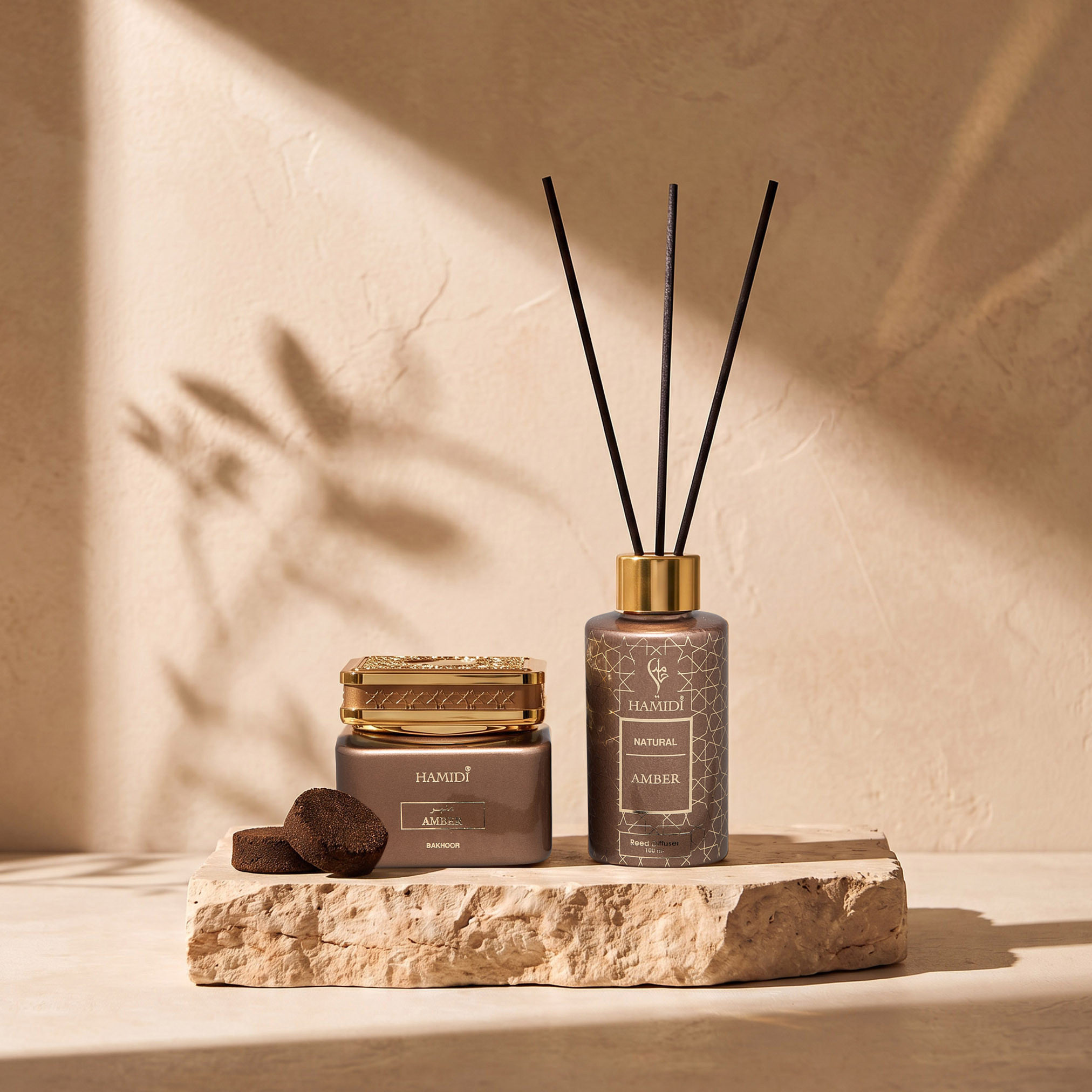 Hamidi 2-Piece Natural Amber Muattar and Reed Diffuser Gift Set-household-homefragrance-fragrancegiftset-image-1