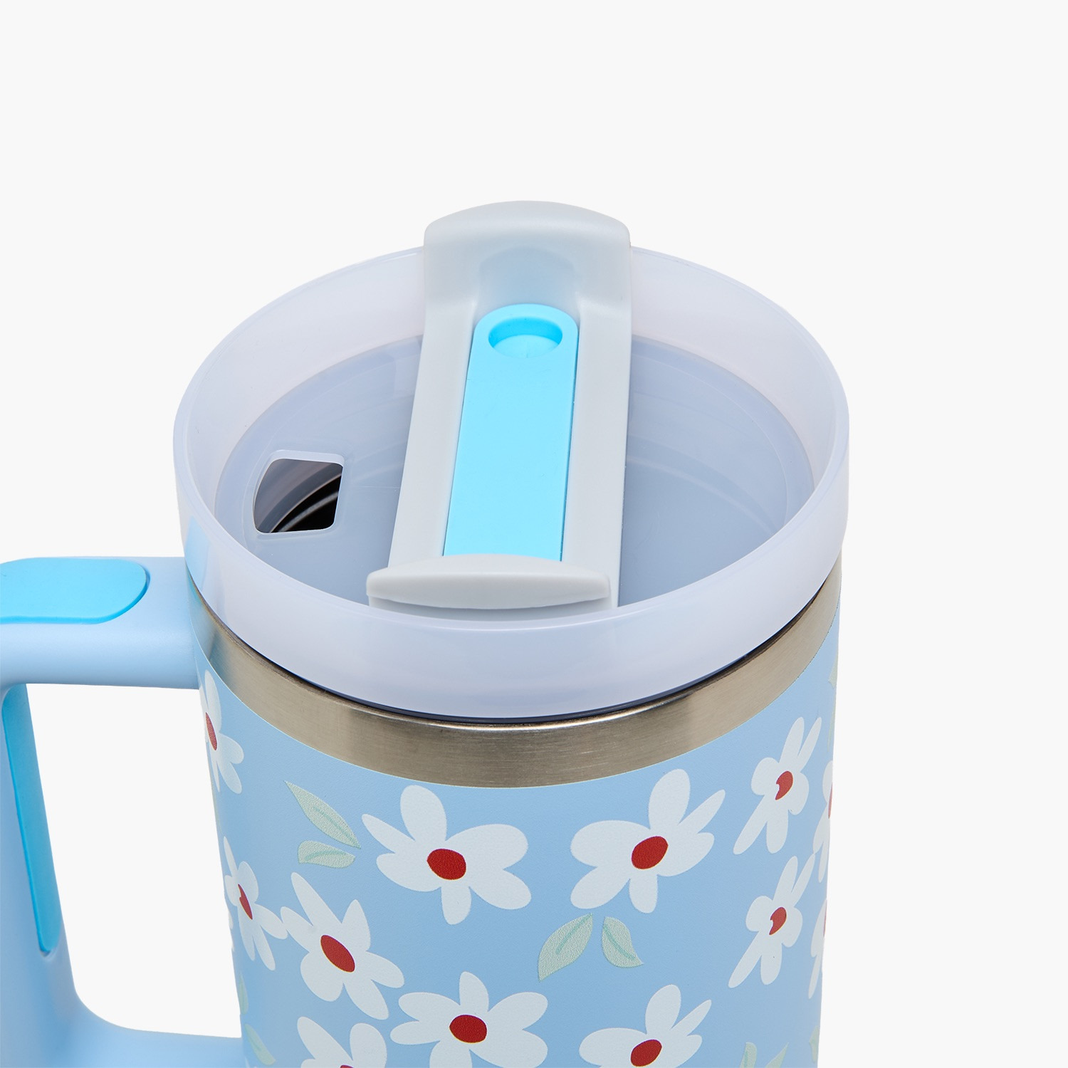 Daisy Print Double Wall Stainless Steel Tumbler with Straw-household-dining-drinkserveware-bottles-image-4