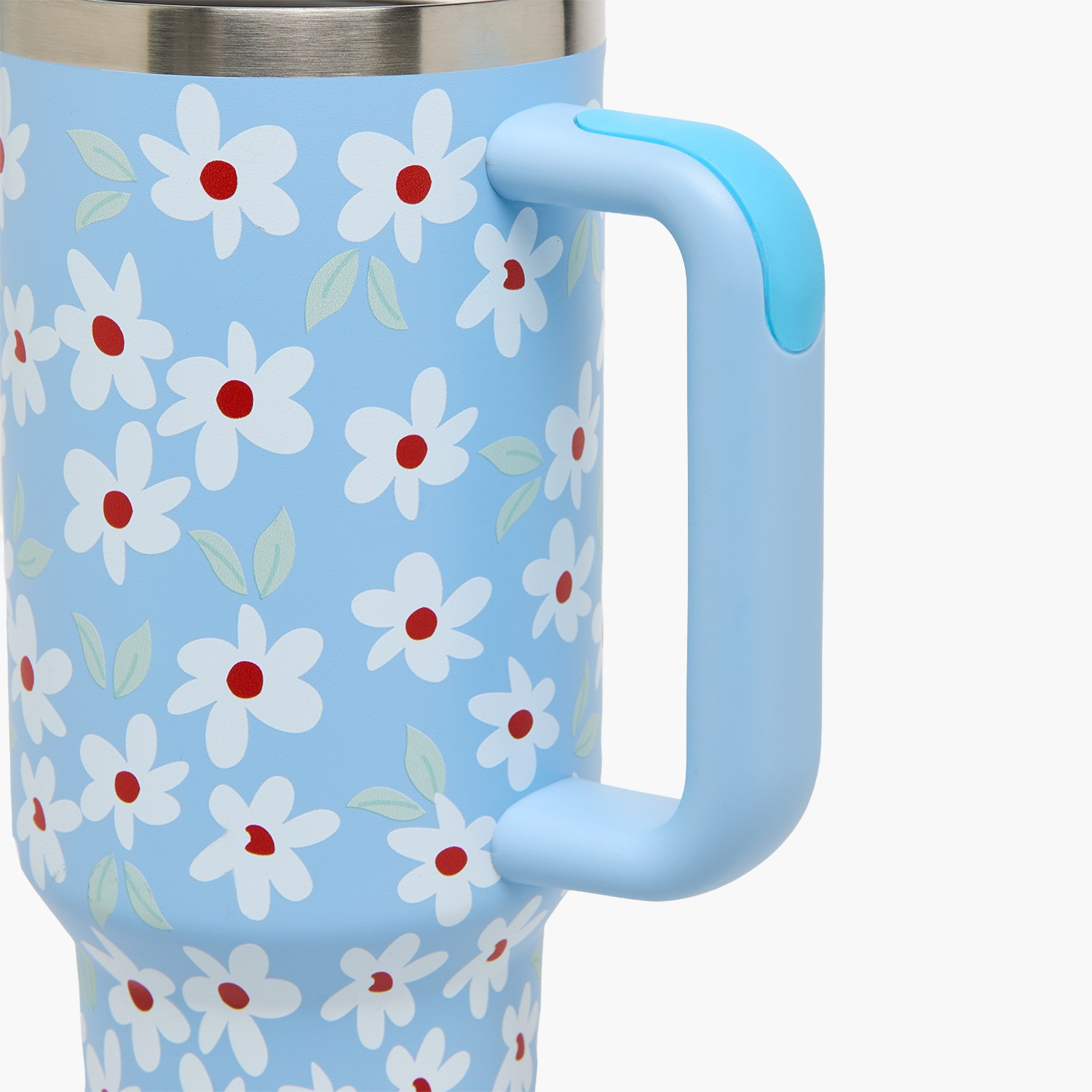 Daisy Print Double Wall Stainless Steel Tumbler with Straw-household-dining-drinkserveware-bottles-image-5