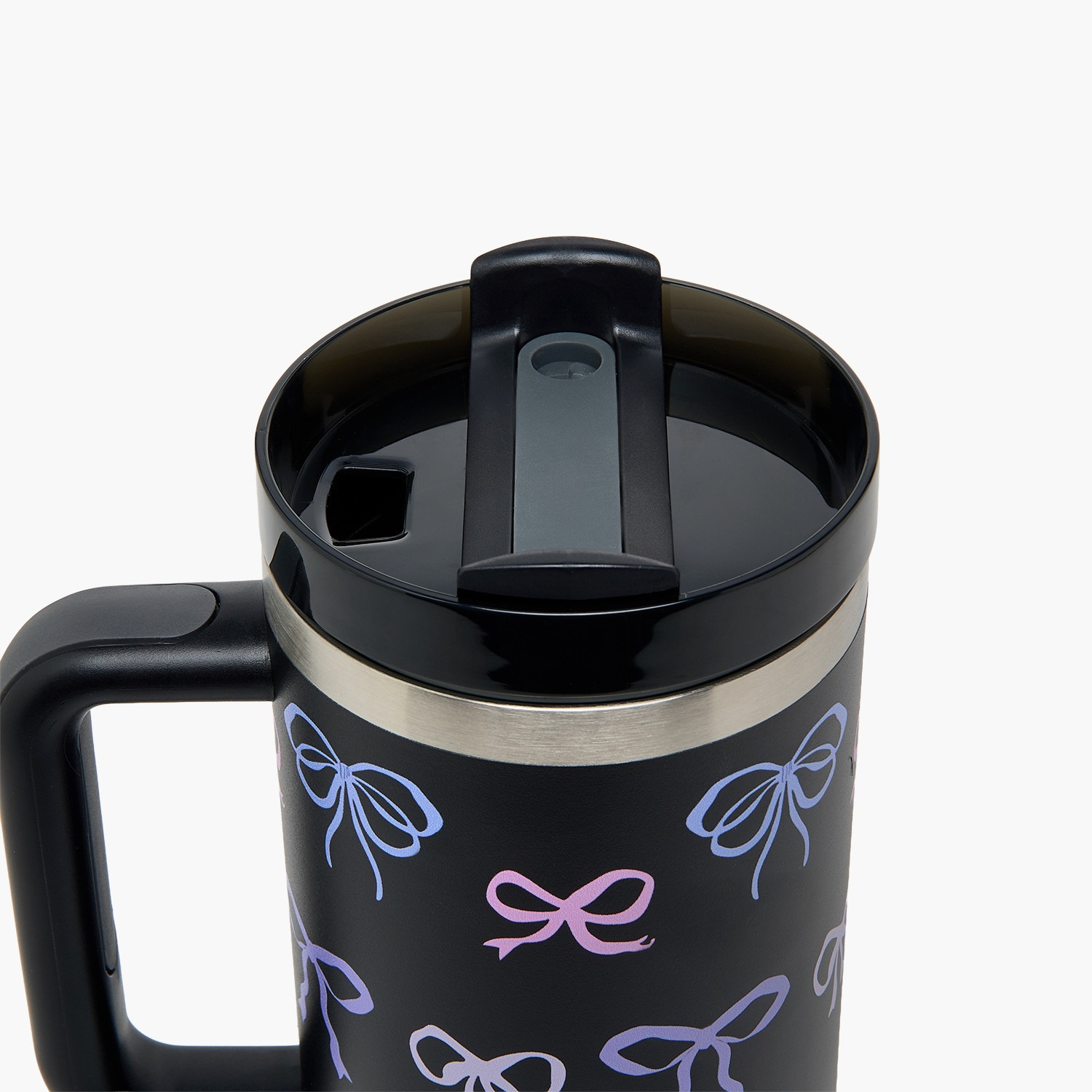 Bow Print Double Wall Stainless Steel Tumbler with Straw-household-dining-drinkserveware-bottles-image-4