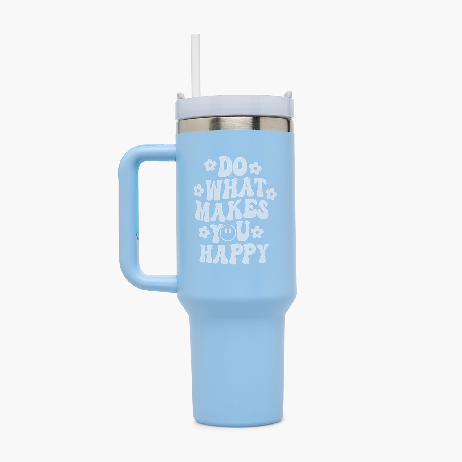 Slogan Print Double Wall Stainless Steel Tumbler with Handle-household-dining-drinkserveware-bottles-image-1