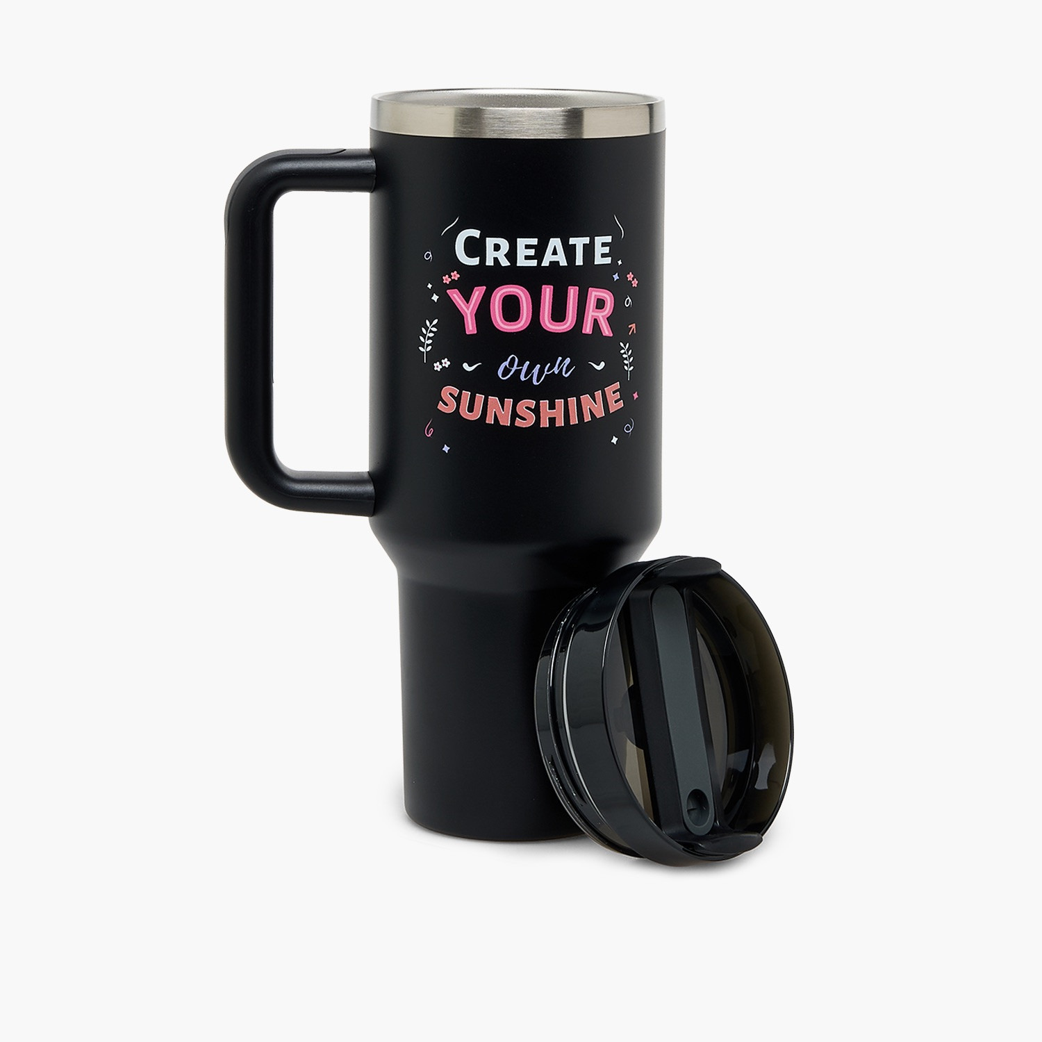 Slogan Print Double Wall Stainless Steel Tumbler with Straw-household-dining-drinkserveware-bottles-image-3
