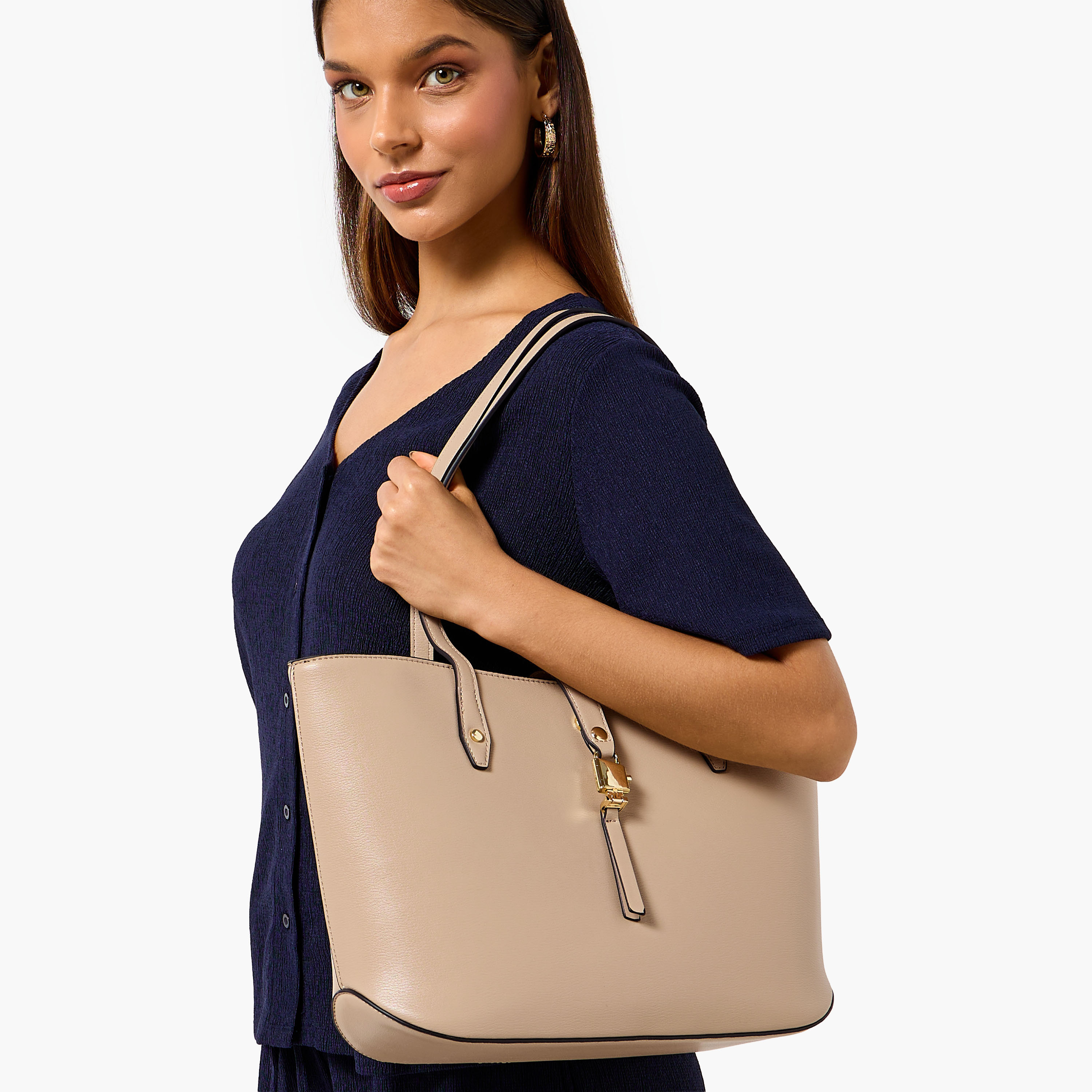 Sasha Solid Tote Bag with Double Handle-women-bagsandwallets-handbags-image-2