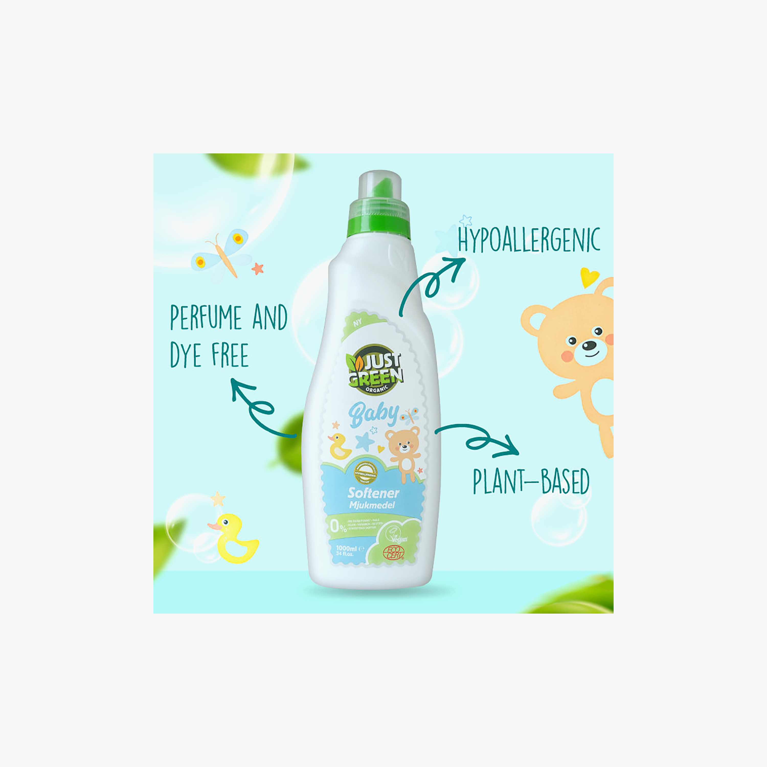 منعم ملابس عضوي من جاست جرين - 1000 مل-baby-feeding-cleaningliquids-image-2