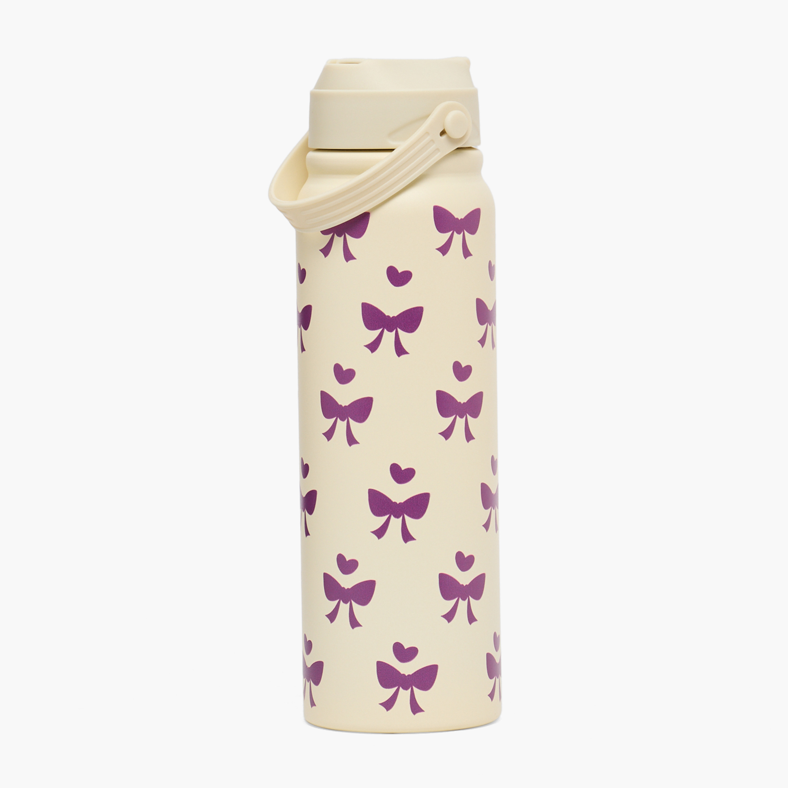 Bow Print Stainless Steel Water Bottle with Flip Spout and Handle - 800 ml-school-waterbottles-image-3