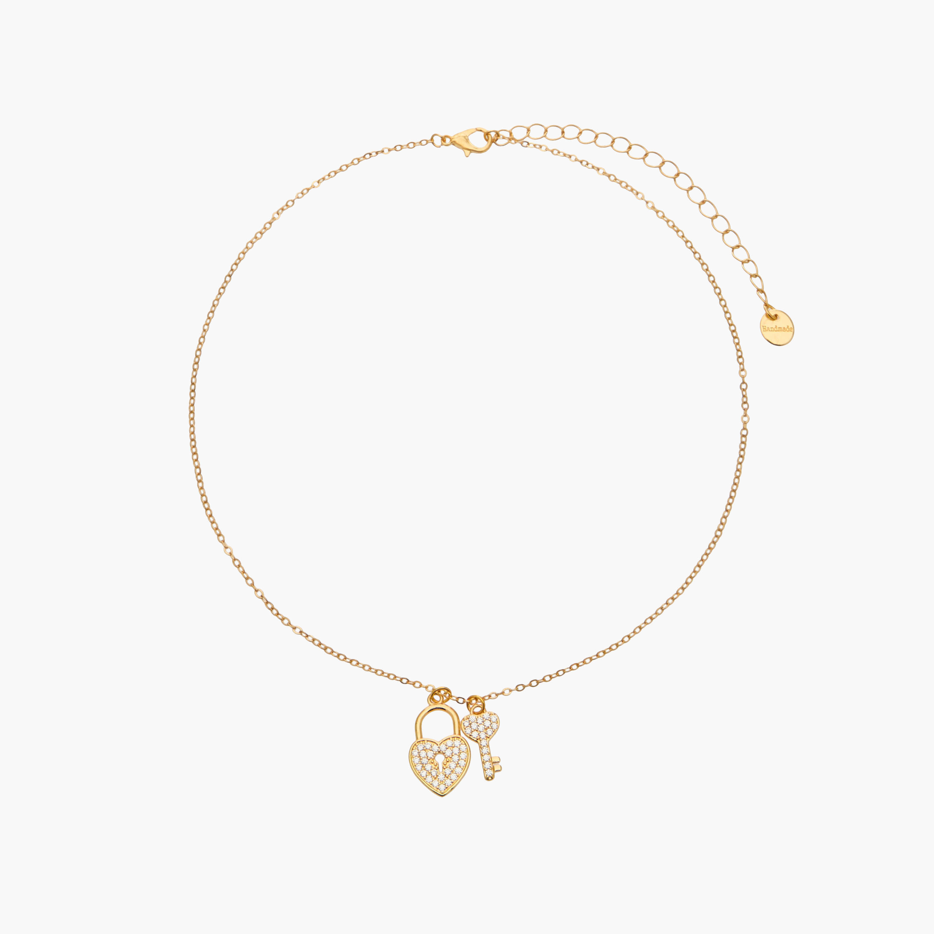 عقد ذهبي اللون بدلاية قلب قفل ومفتاح-women-watchesandjewellery-jewellery-necklacesandpendants-image-1
