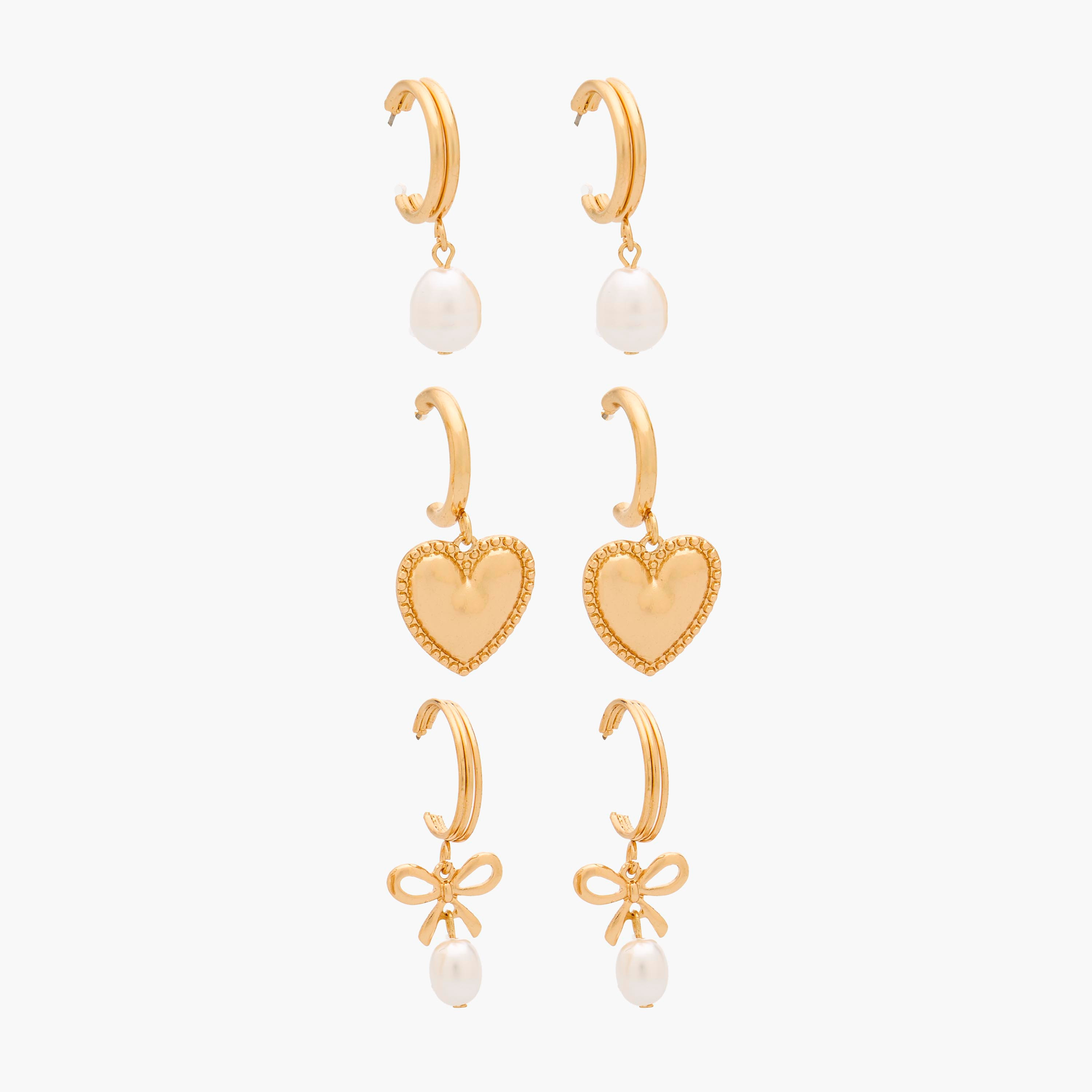 Pack of 3 Metallic Finish Hoop Earrings with Pushback Closure-women-watchesandjewellery-jewellery-earrings-image-1