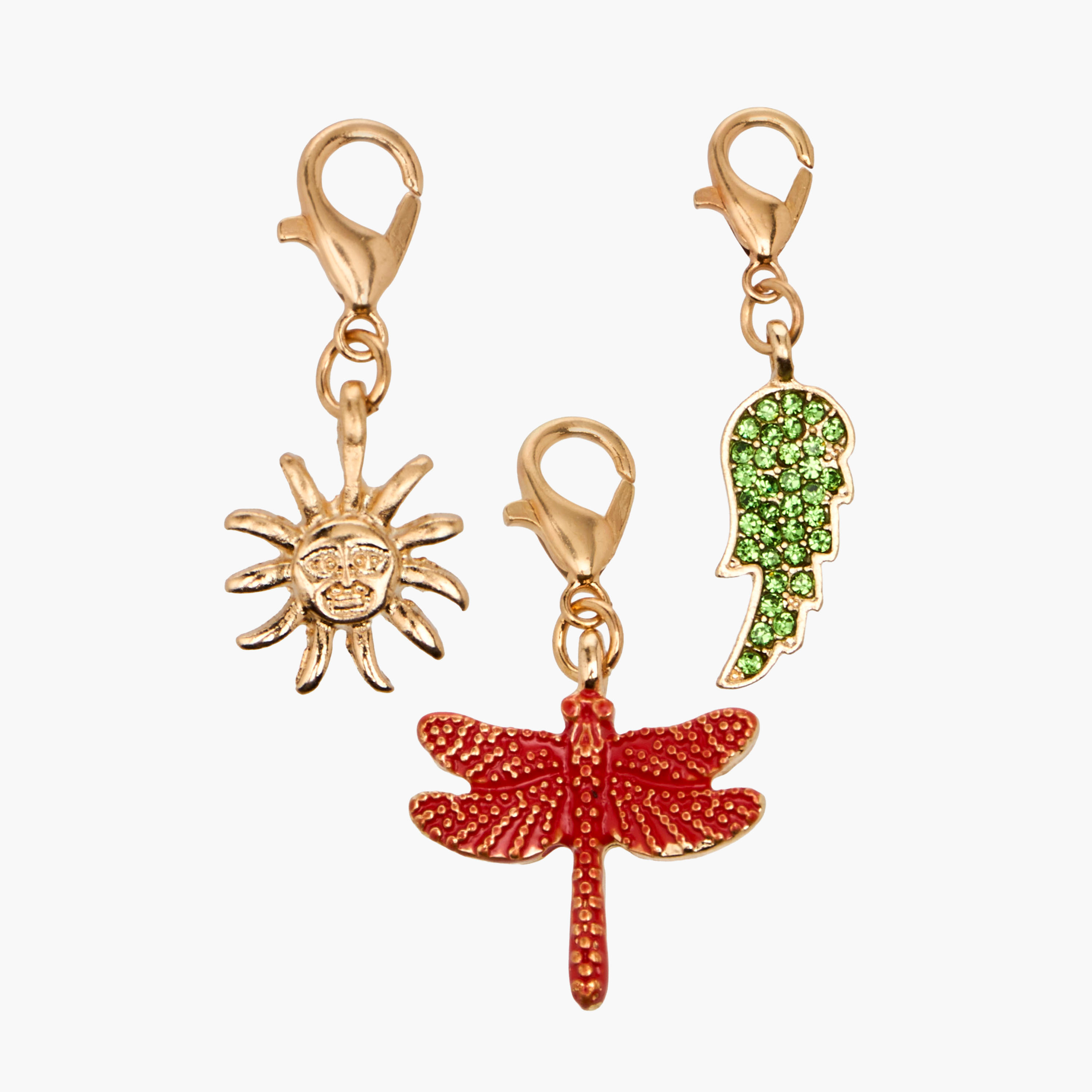 دلايات ذهبية اللون مزينة وبقفل - طقم من 3 قطع-women-watchesandjewellery-jewellery-necklacesandpendants-image-1