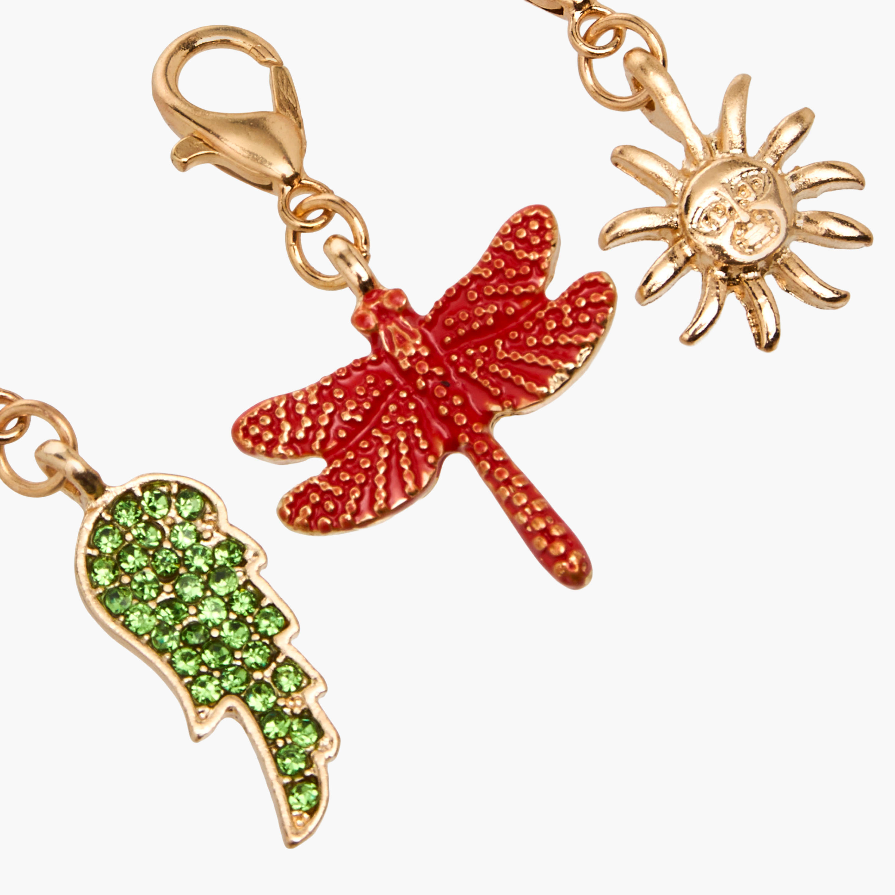 دلايات ذهبية اللون مزينة وبقفل - طقم من 3 قطع-women-watchesandjewellery-jewellery-necklacesandpendants-image-5