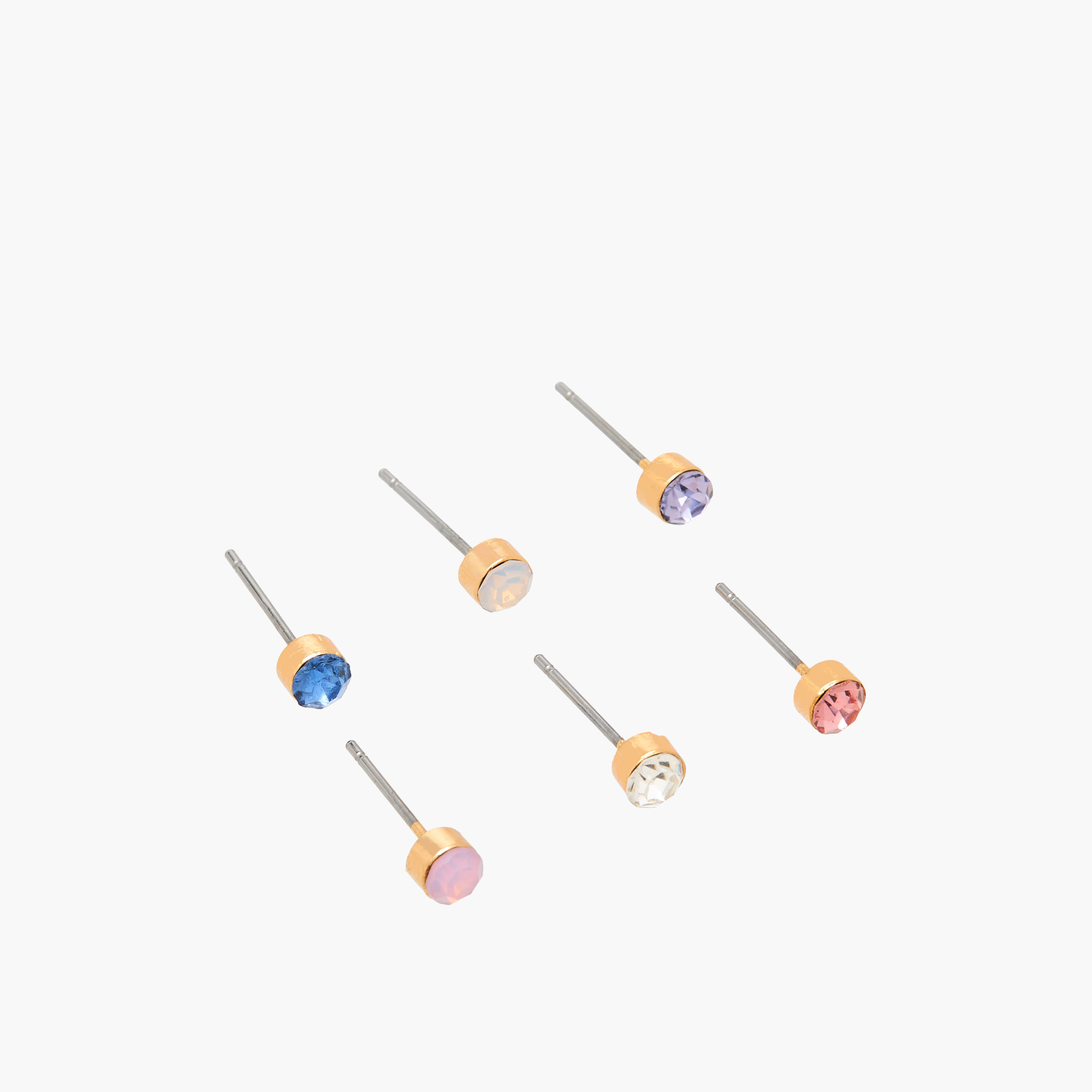 Set of 6 - Gold Tone Embellished Stud Earrings with Pushback Closure-women-watchesandjewellery-jewellery-earrings-image-2