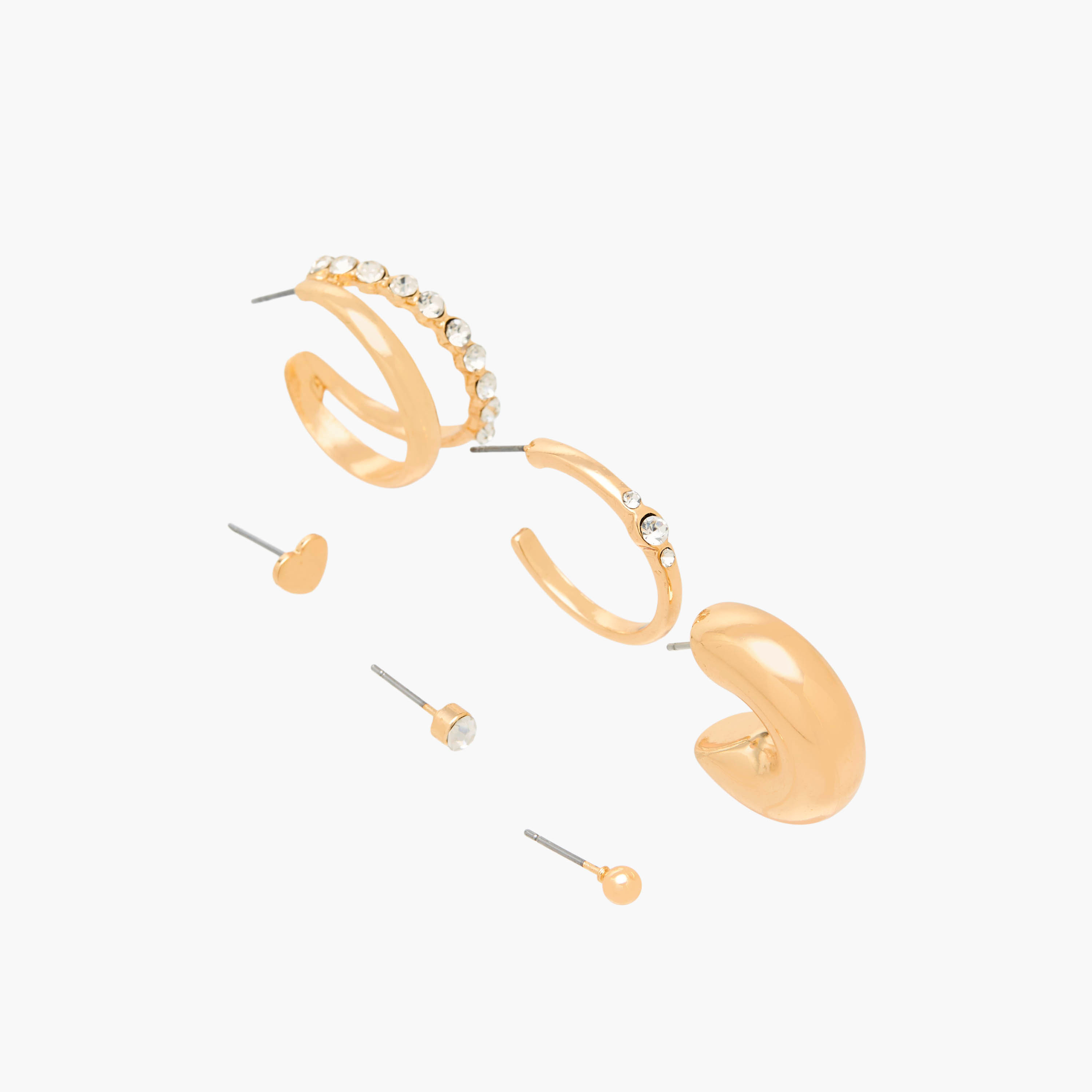 Set of 6 - Gold Tone Assorted Earrings with Pushback Closure-women-watchesandjewellery-jewellery-earrings-image-2