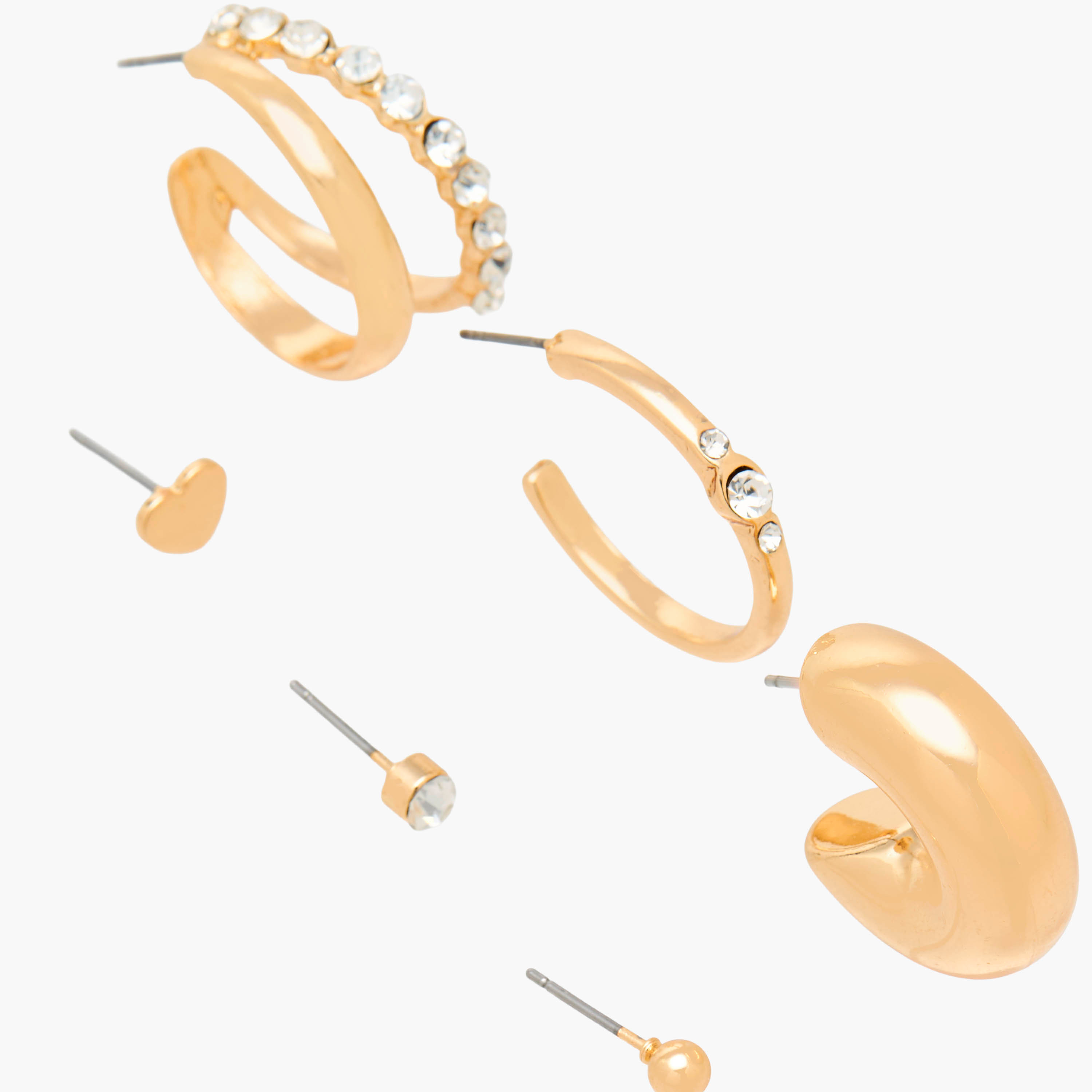 Set of 6 - Gold Tone Assorted Earrings with Pushback Closure-women-watchesandjewellery-jewellery-earrings-image-3
