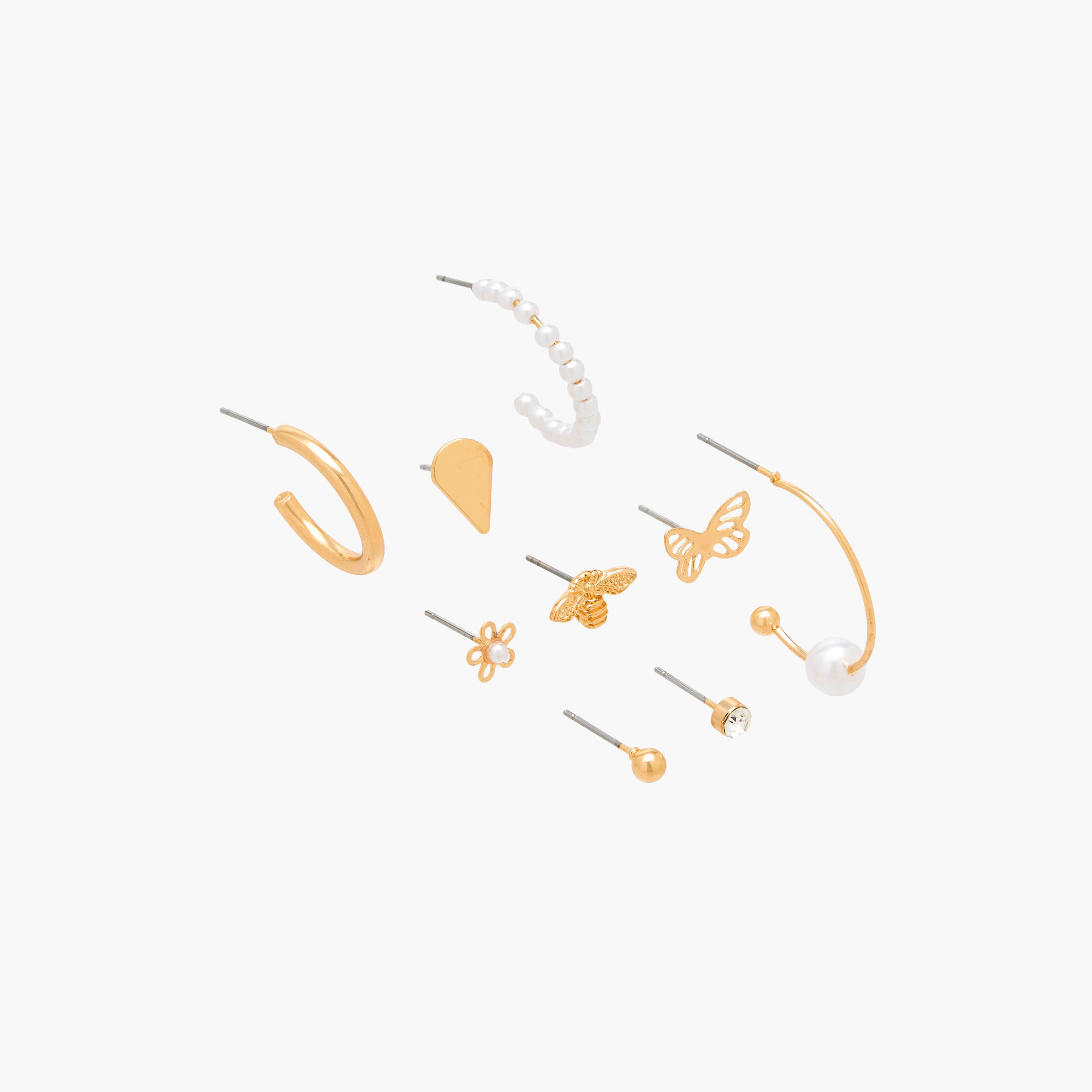 Set of 9 - Gold Tone Assorted Earrings with Pushback Closure-women-watchesandjewellery-jewellery-earrings-image-2
