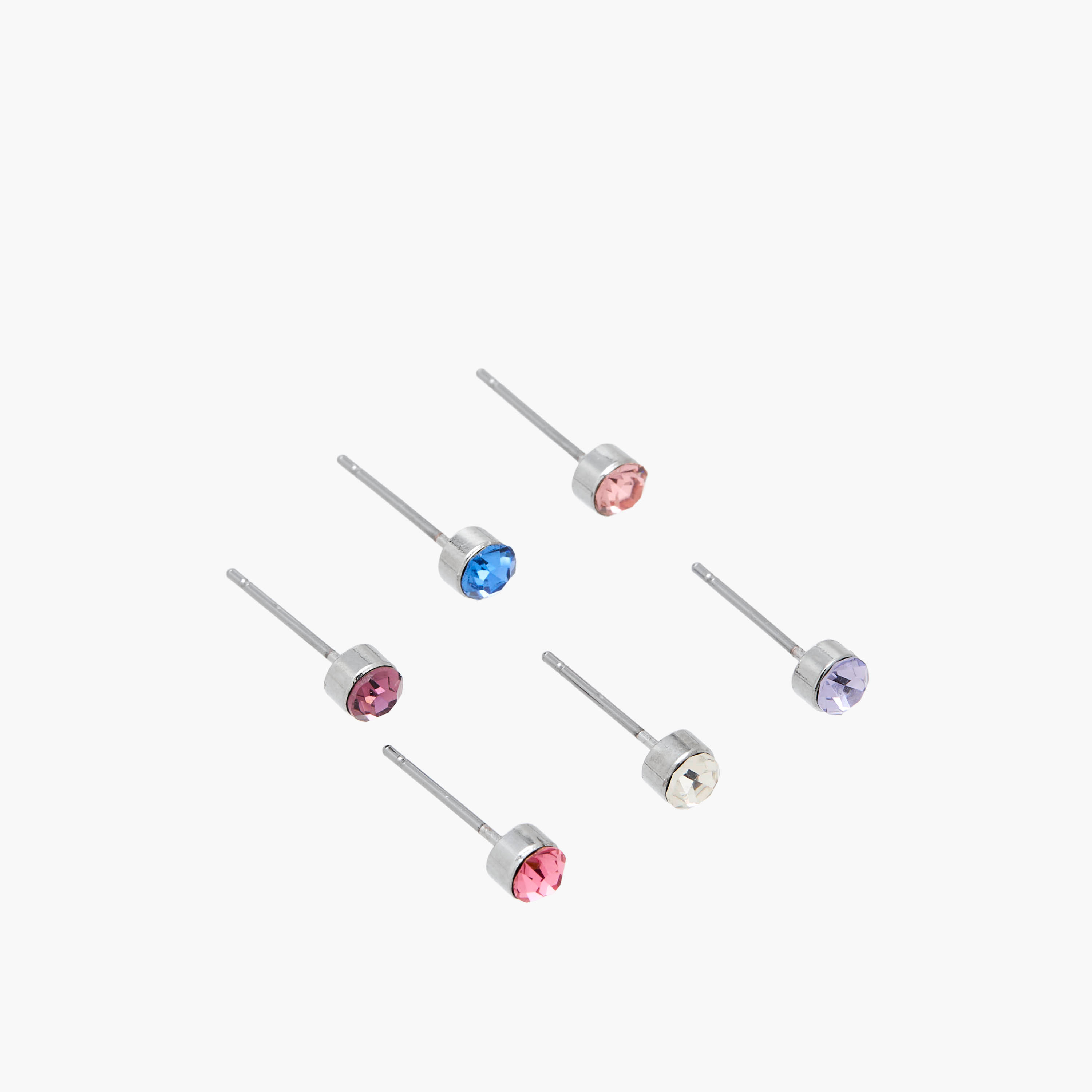Pack of 6 Silver Tone Stud Earrings with Pushback Closure-women-watchesandjewellery-jewellery-earrings-image-2
