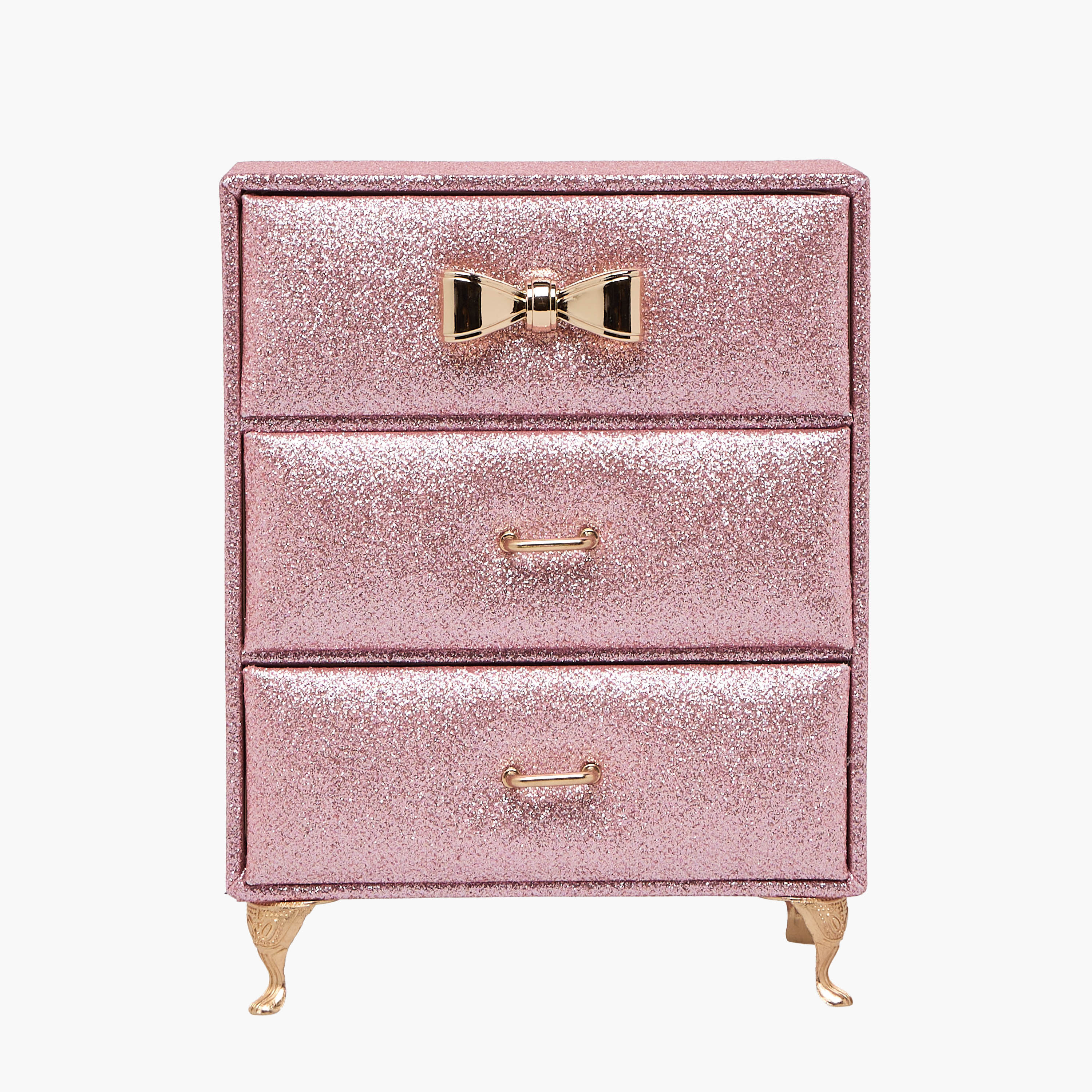 Findz 3-Compartment Jewellery Organizer with Glitter Design - 15x9 cms-women-watchesandjewellery-jewellery-storage-image-1