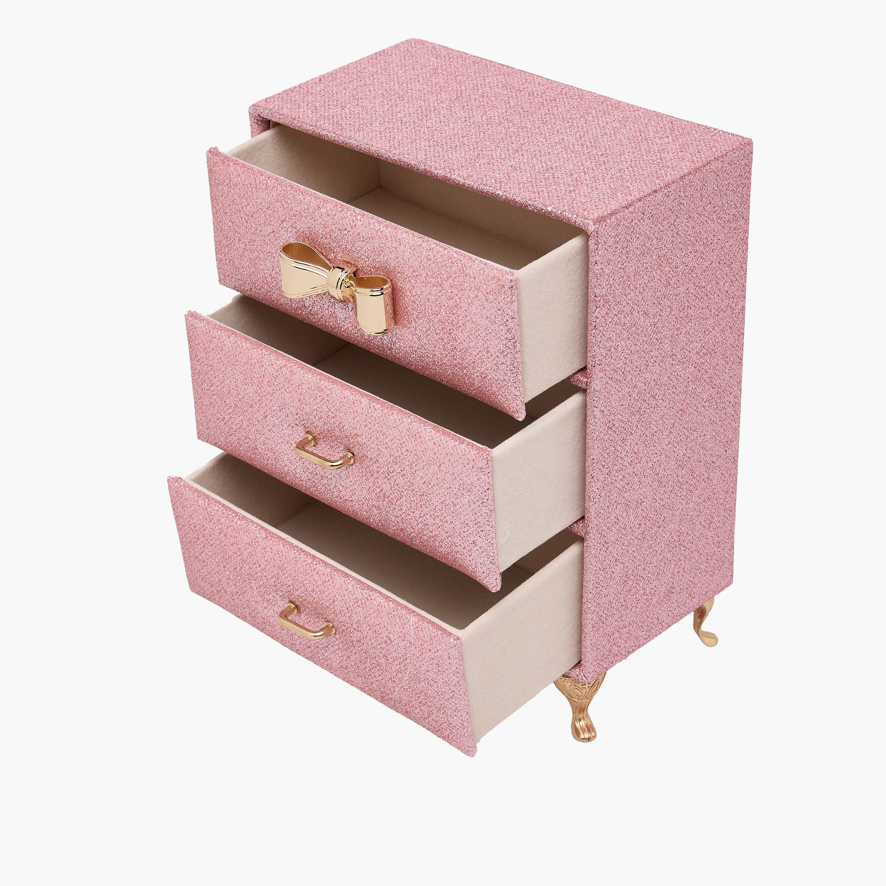 Findz 3-Compartment Jewellery Organizer with Glitter Design - 15x9 cms-women-watchesandjewellery-jewellery-storage-image-5