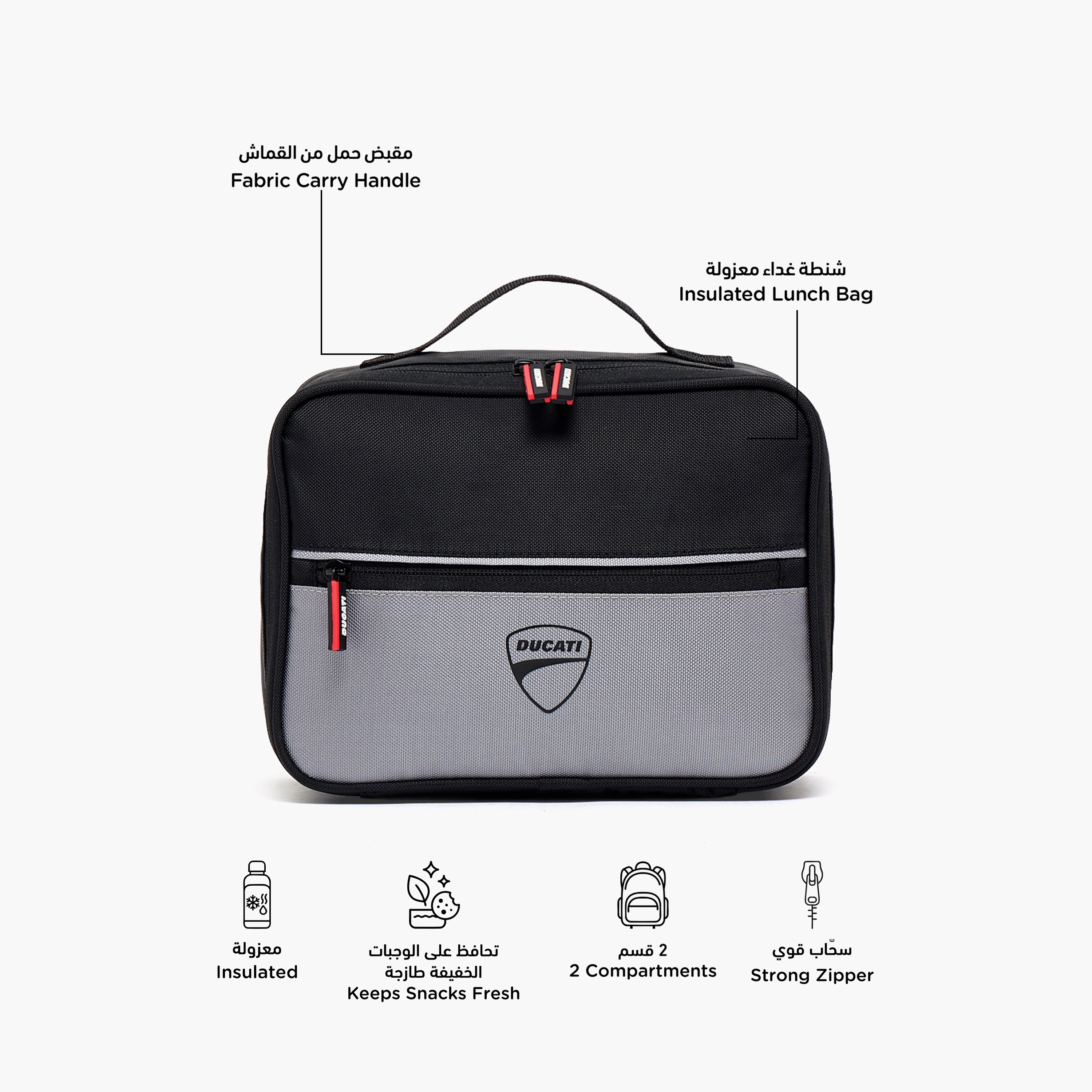 شنطة غداء بقوالب ملونة وسحابات متينة للأولاد من 8-13 سنة من دوكاتي - 5 لتر-school-lunchessentials-lunchbags-image-2