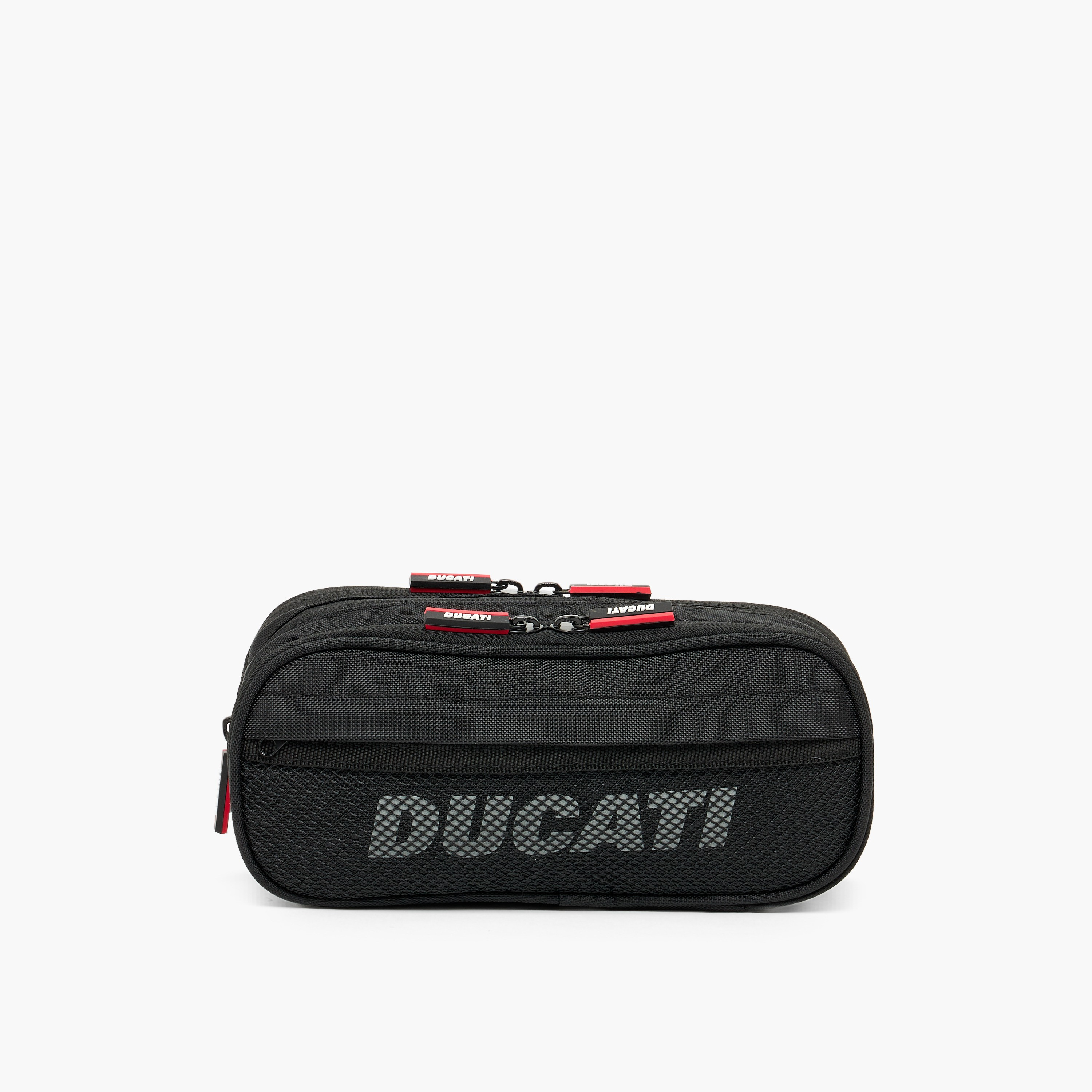 Ducati Logo Print Pencil Pouch with 3 Compartments-school-stationery-pencilcases-image-1