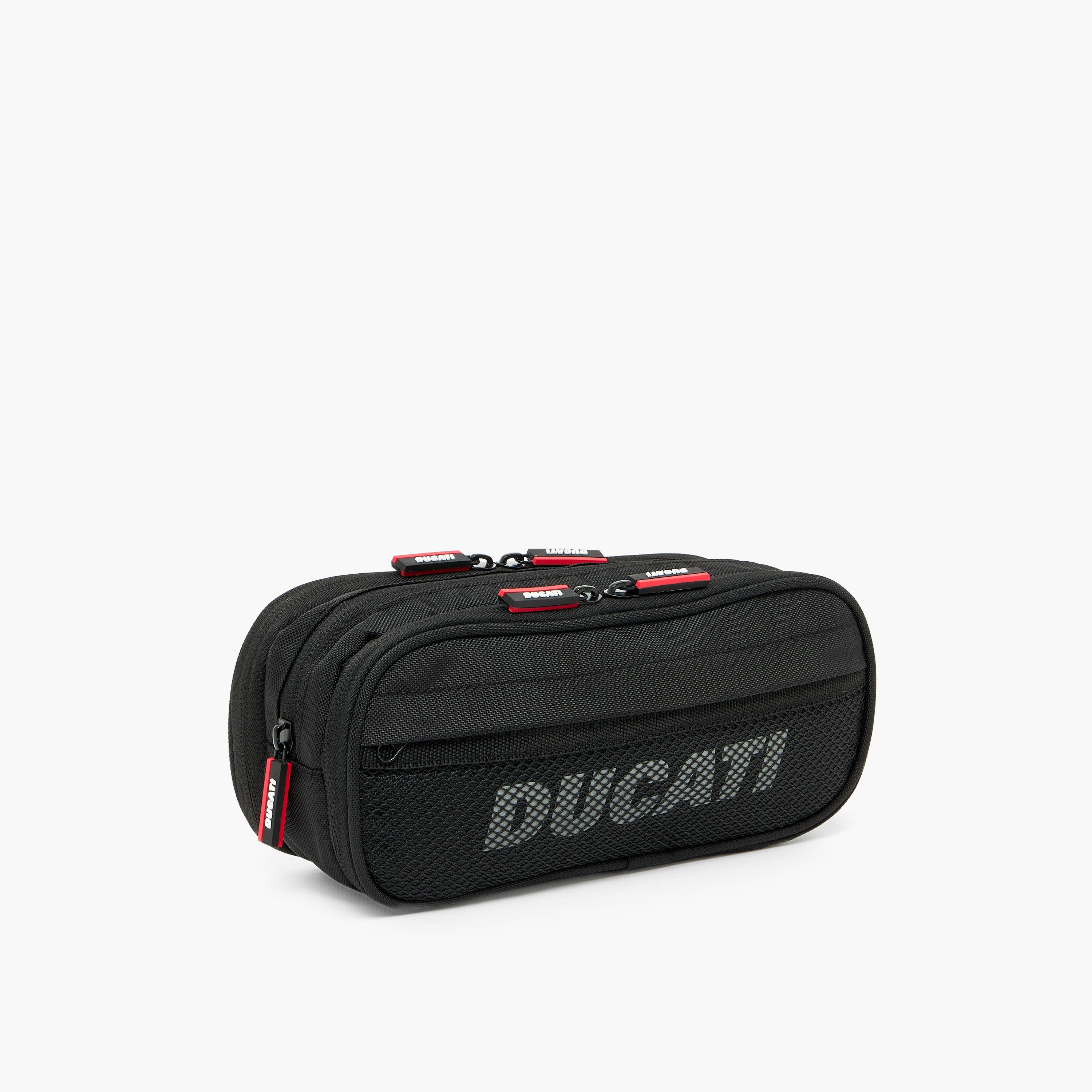 Ducati Logo Print Pencil Pouch with 3 Compartments-school-stationery-pencilcases-image-3