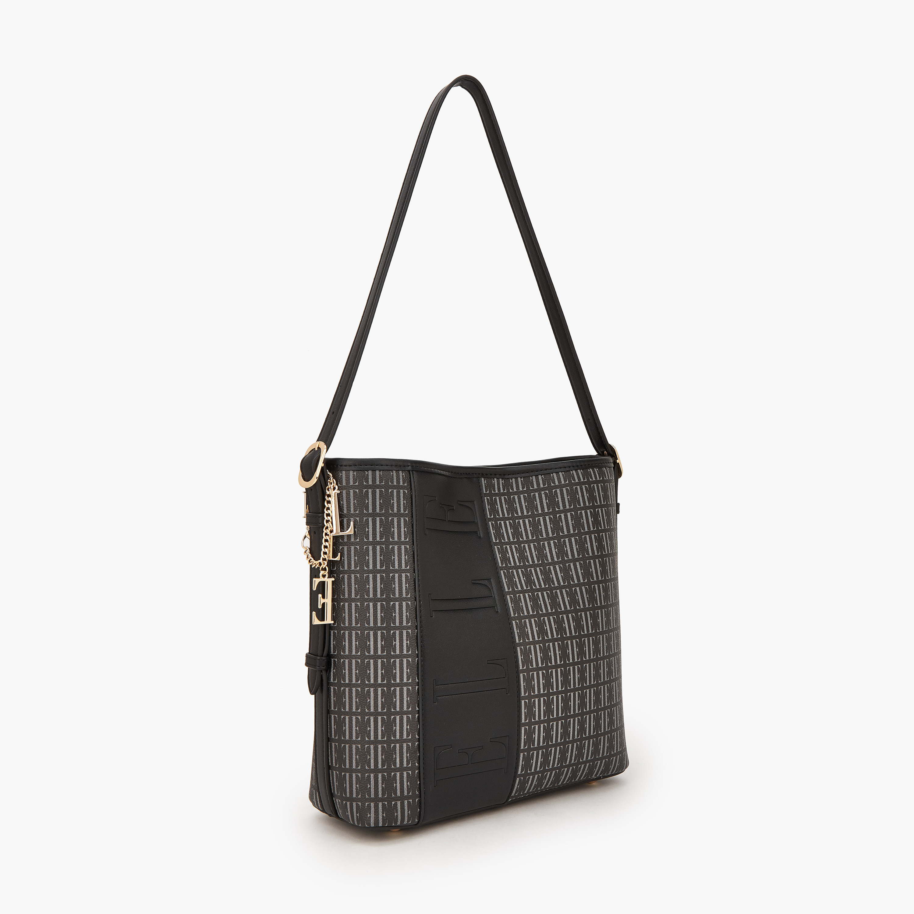 Elle Monogram Print Shoulder Bag with Pouch-women-bagsandwallets-handbags-image-4