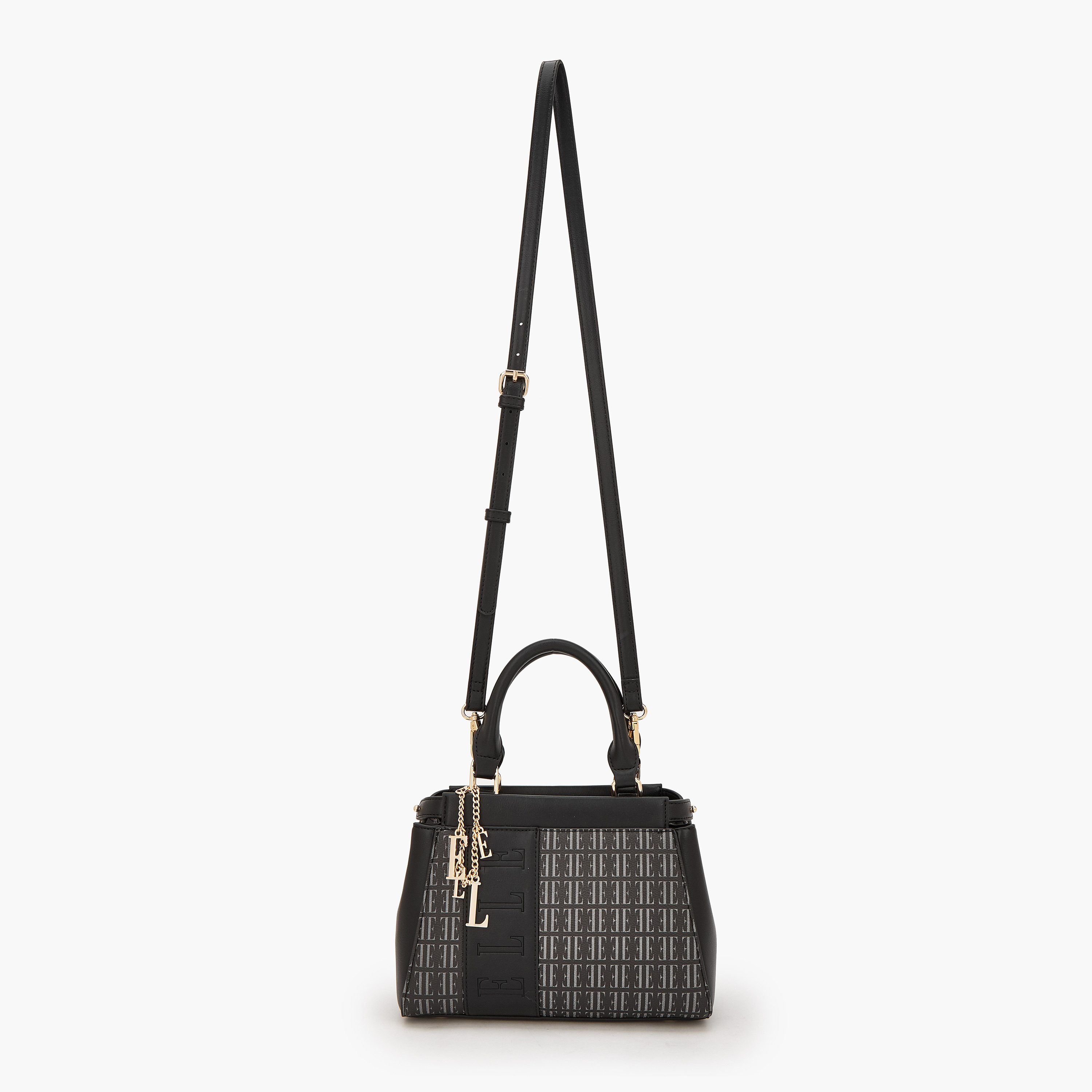 Elle Monogram Print Satchel Bag with Detachable Strap-women-bagsandwallets-handbags-image-2
