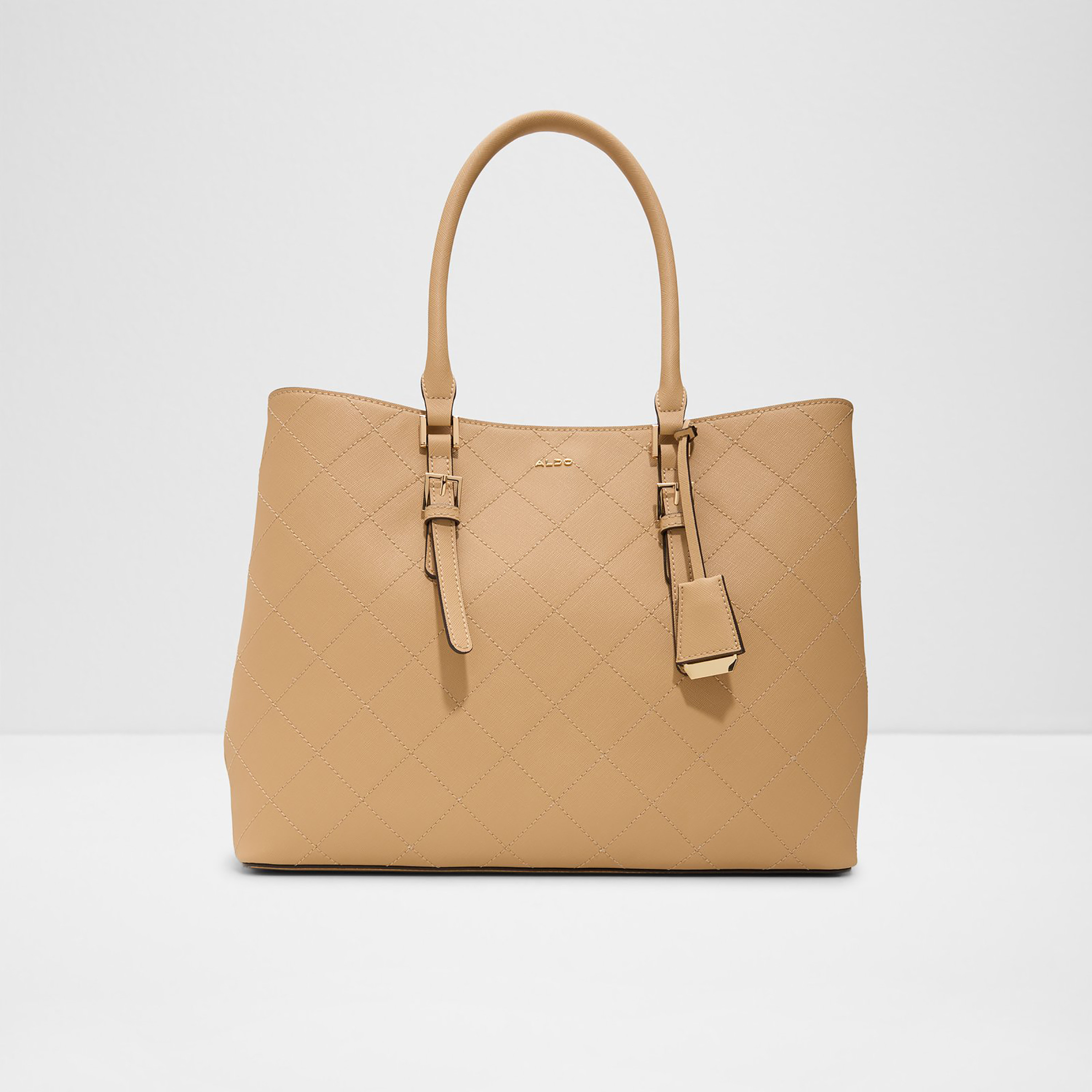 Aldo Tarandi Geometric Stitched Double Handle Tote Bag with Zip Closure & Strap-women-bagsandwallets-handbags-image-1