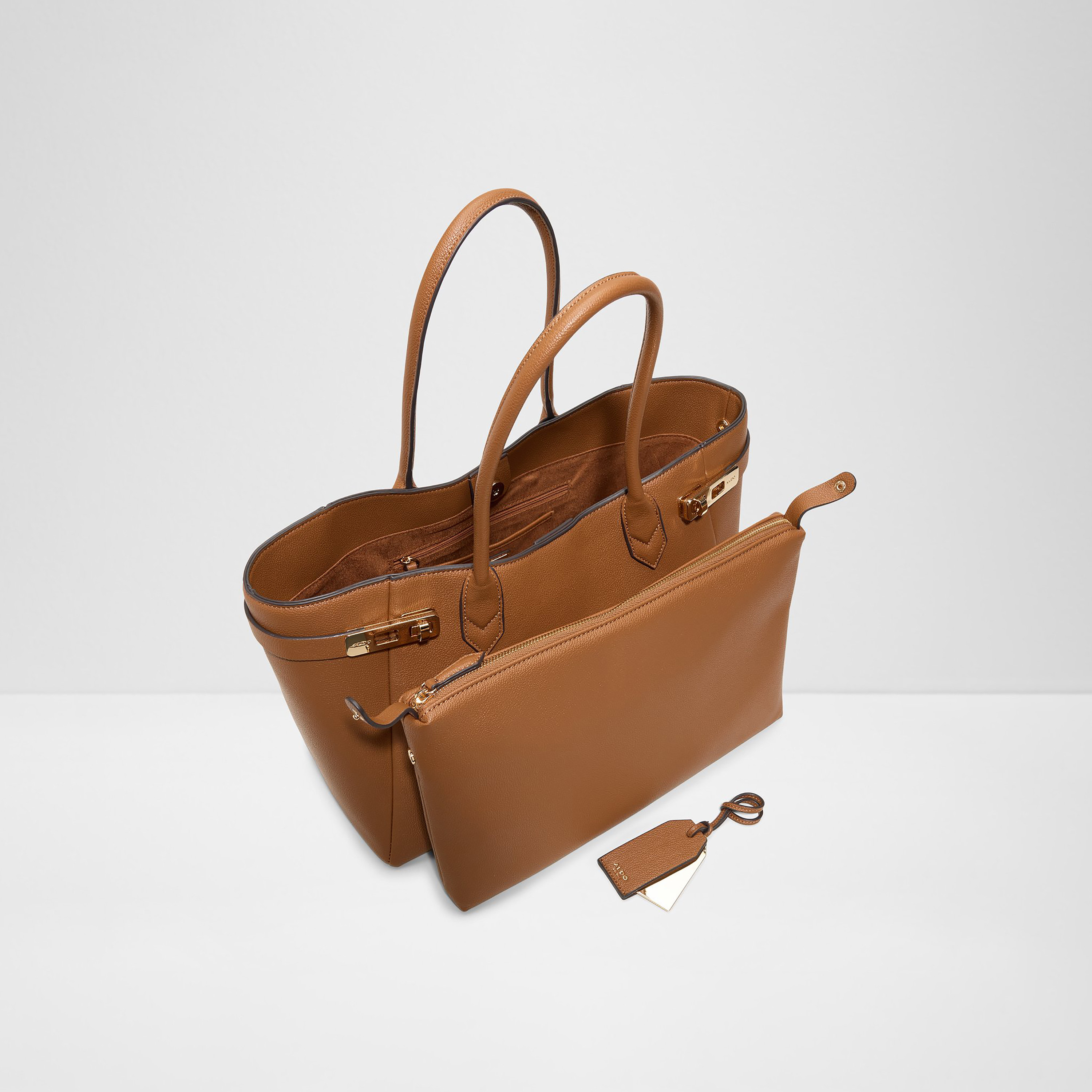 Aldo Pponak Plain Double Handle Tote Bag & Pouch with Zip Closure-women-bagsandwallets-handbags-image-3