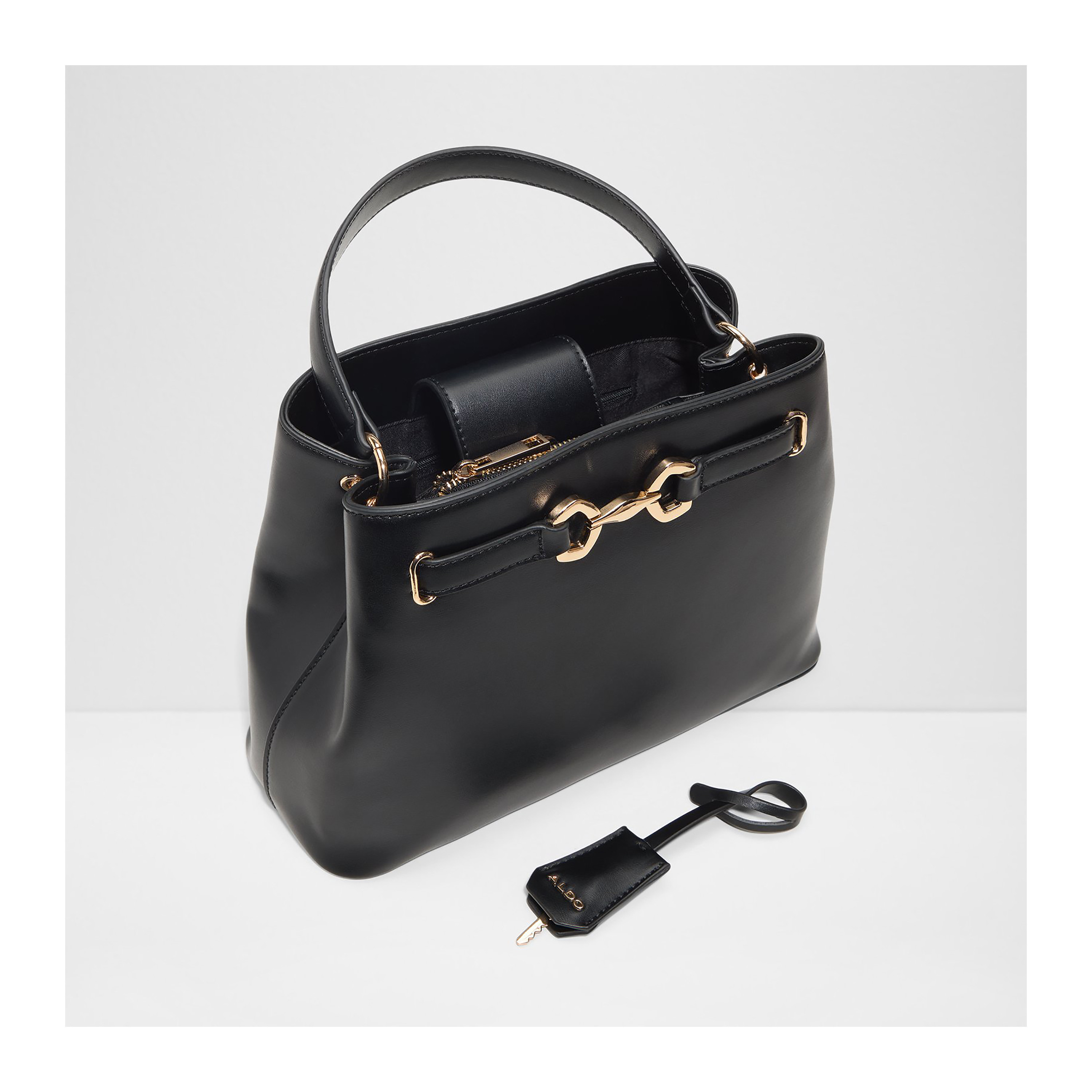 Aldo Plain Single Handle Satchel Bag with Magnetic Closure & Adjustable Strap-women-bagsandwallets-handbags-image-3